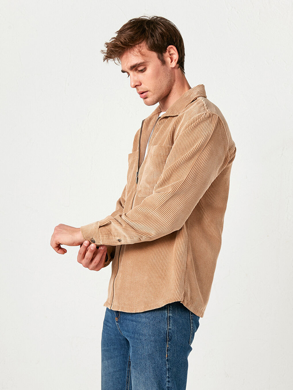 Regular Fit Long Sleeve Velvet Shirt-1
