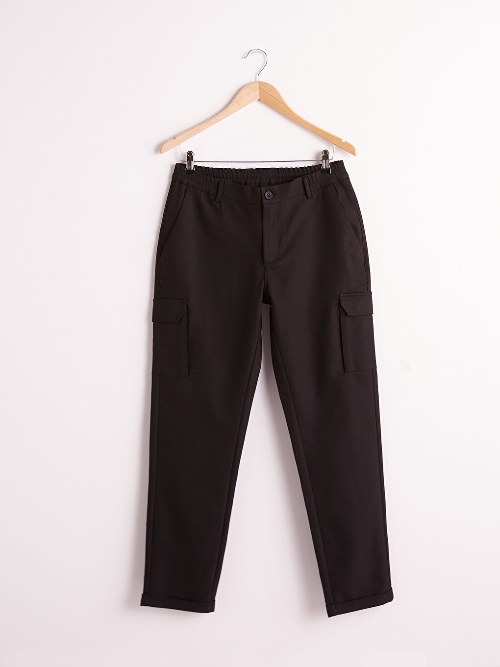 Slim Fit Gabardine Cargo Trousers-3