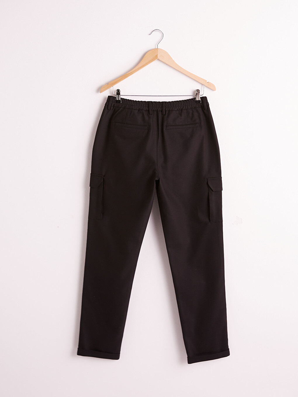 Slim Fit Gabardine Cargo Trousers-4