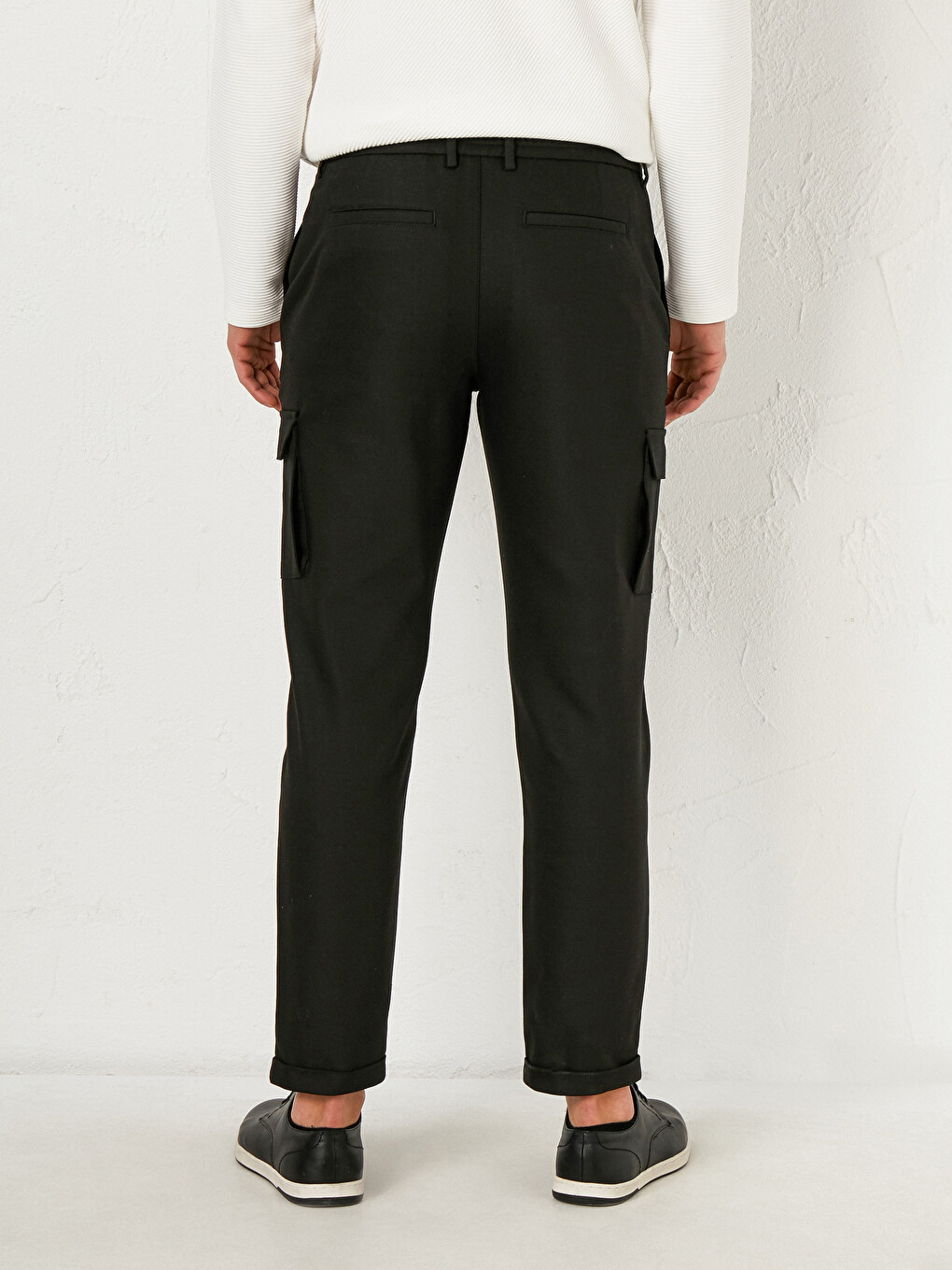 Slim Fit Gabardine Cargo Trousers-2