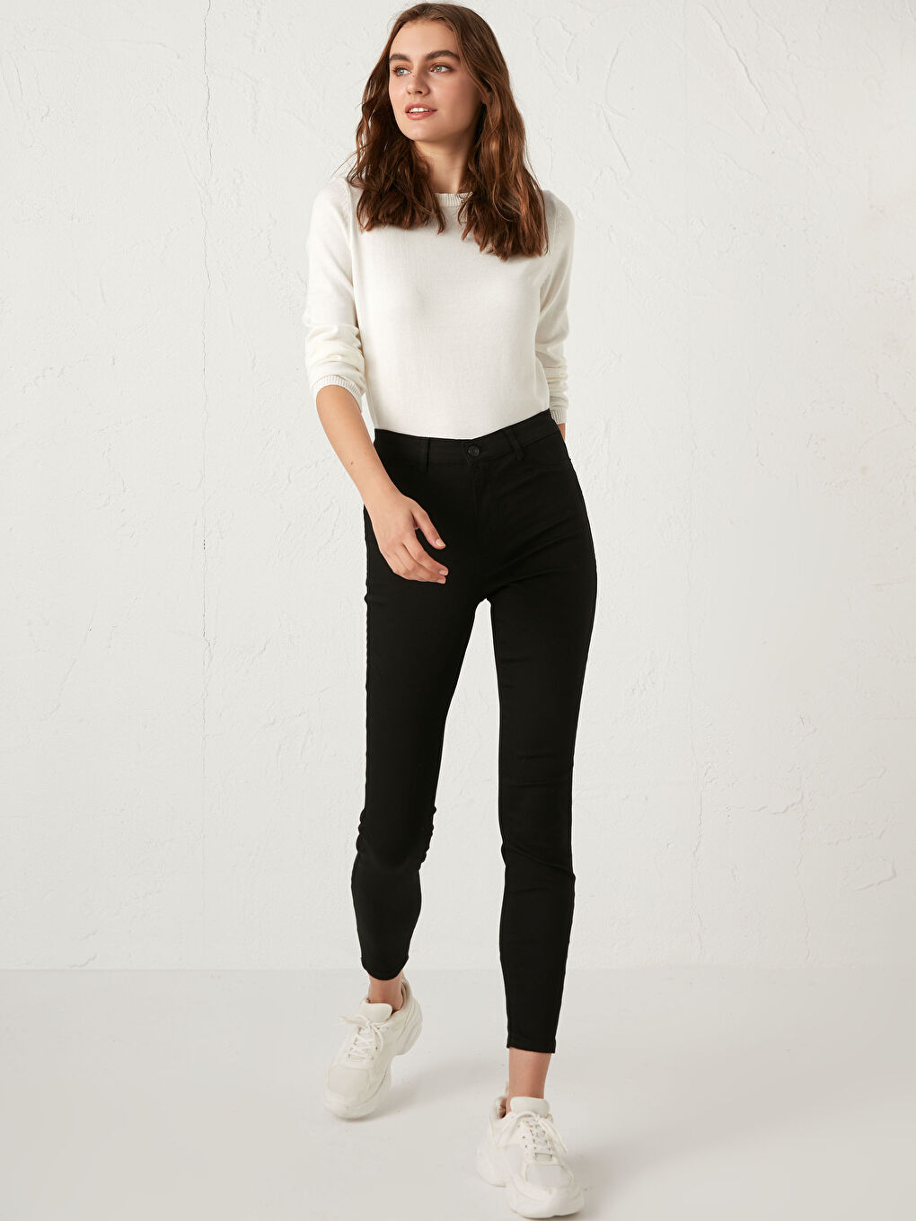 Siyah Yüksek Bel Jüpiter Süper Skinny Fit Kadın Jean Pantolon-1