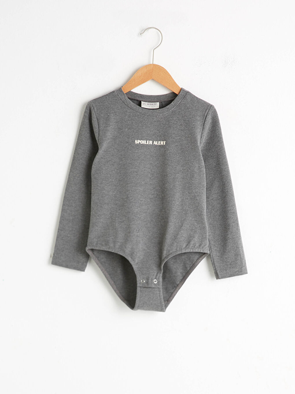 Antrasit Bisiklet Yaka Uzun Kollu Kız Çocuk Bodysuit