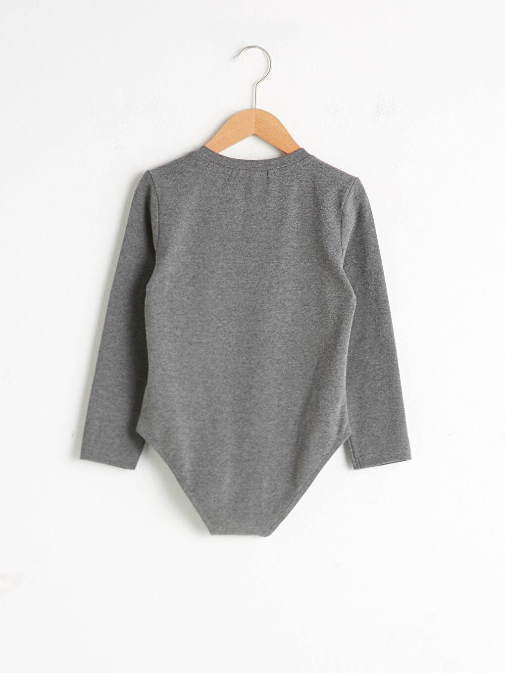 Antrasit Bisiklet Yaka Uzun Kollu Kız Çocuk Bodysuit-1