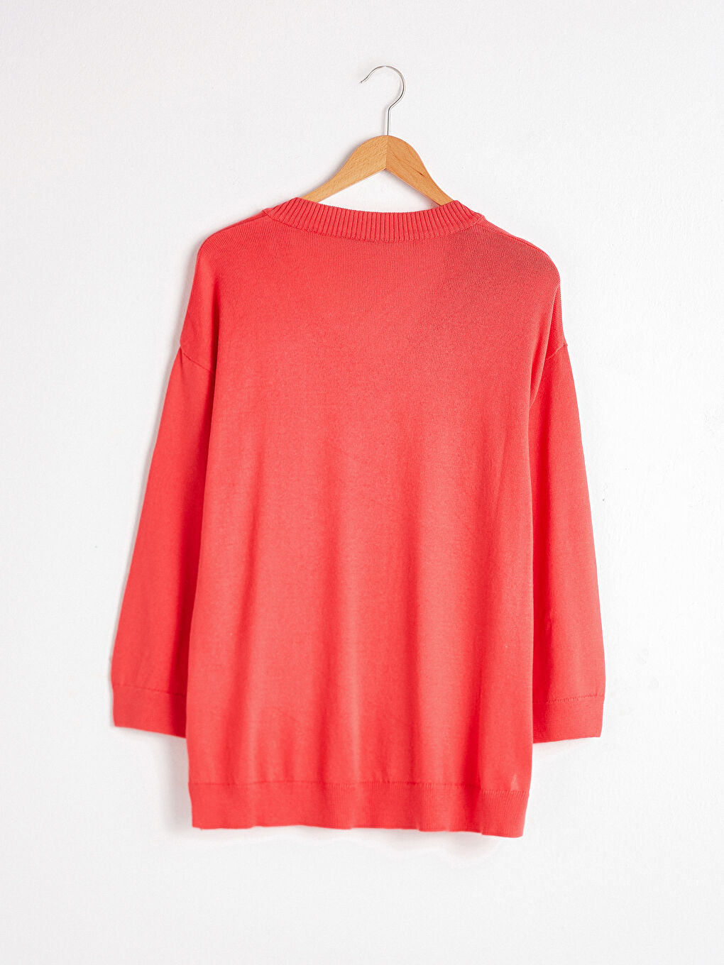 Kırmızı V Yaka Salaş Triko Kazak-6