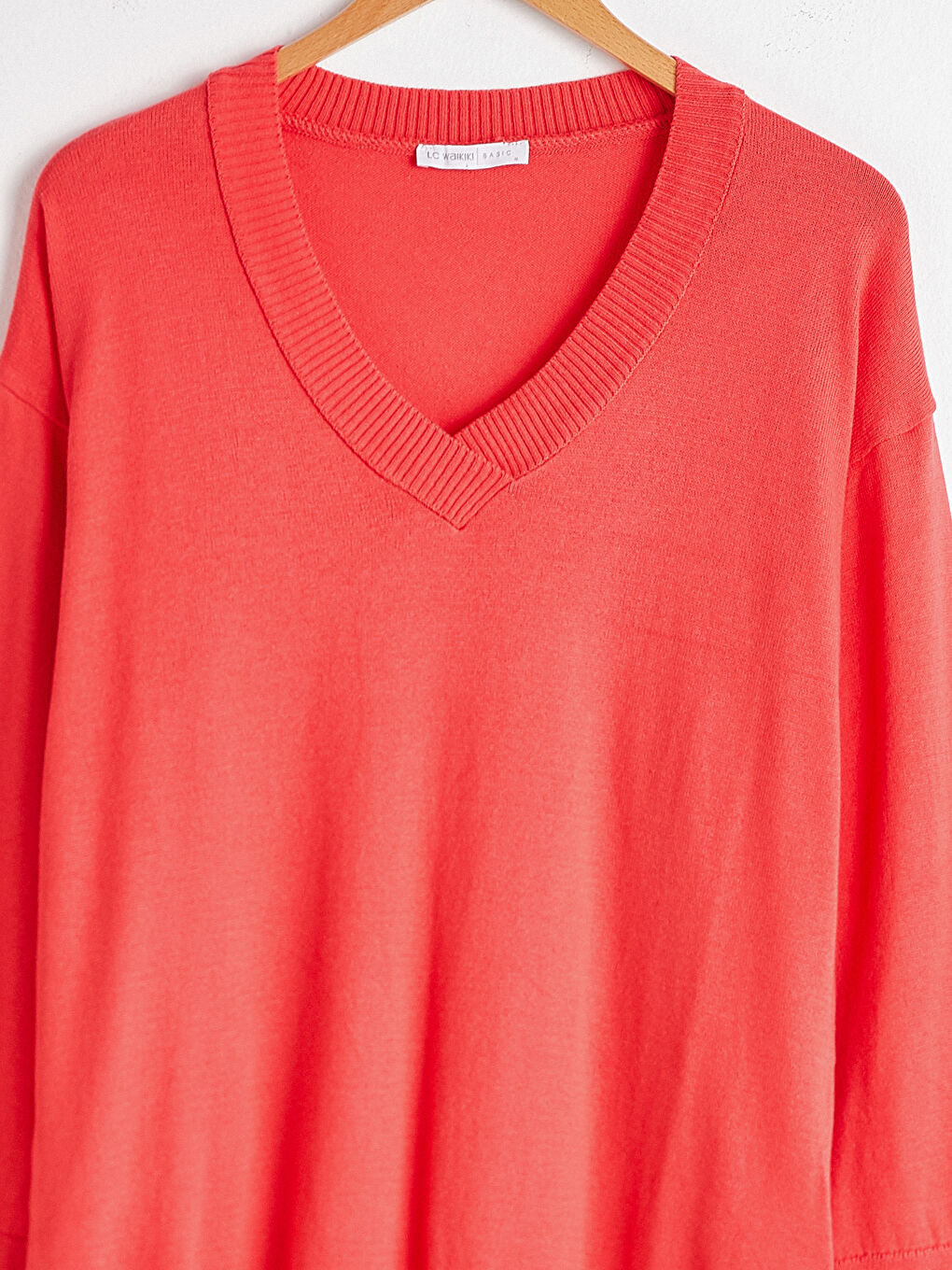 Kırmızı V Yaka Salaş Triko Kazak-7