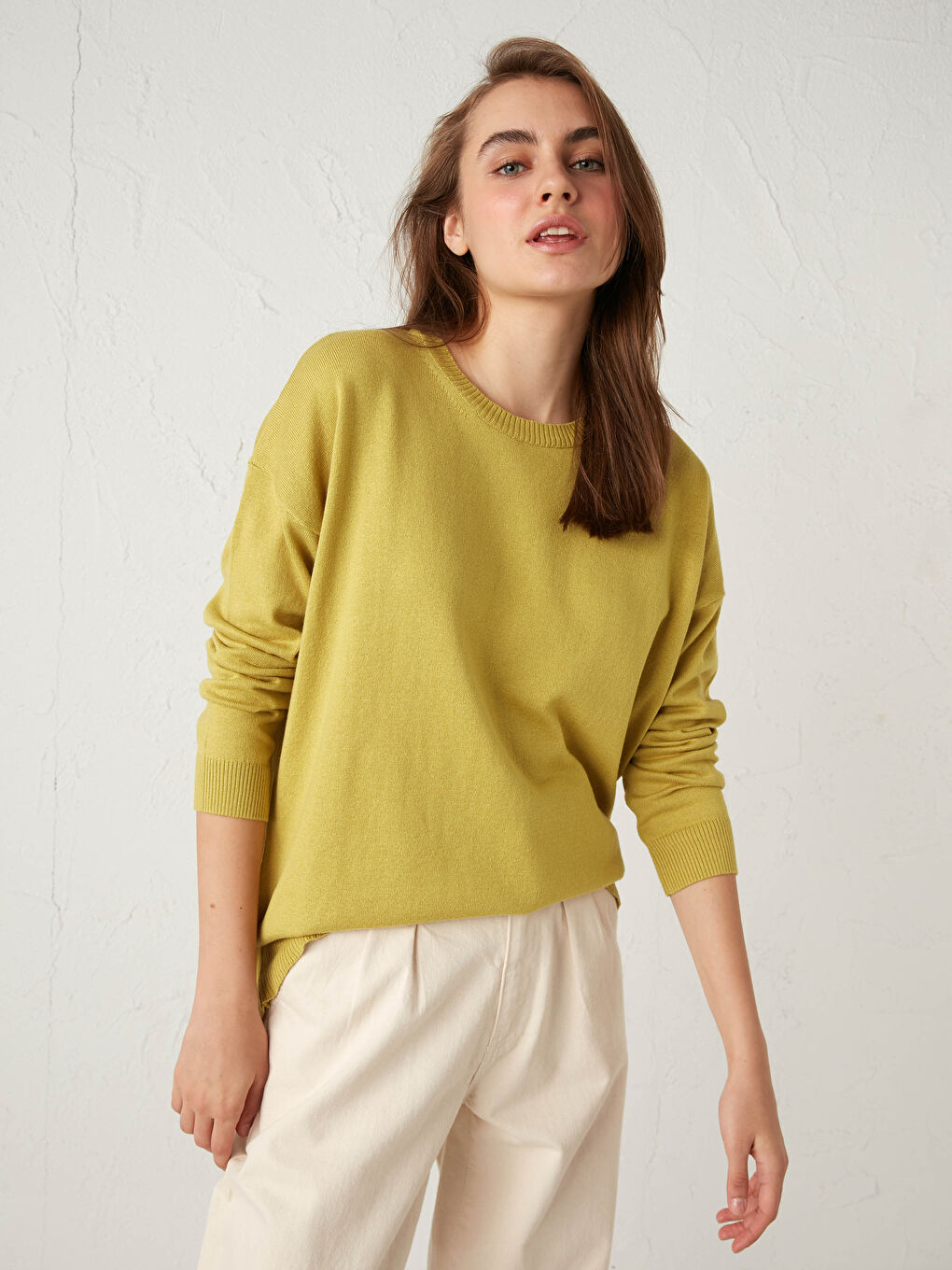 LCWAIKIKI Basic Plain Loose Fit Tricot Jumper -0WHB66Z8-FGU