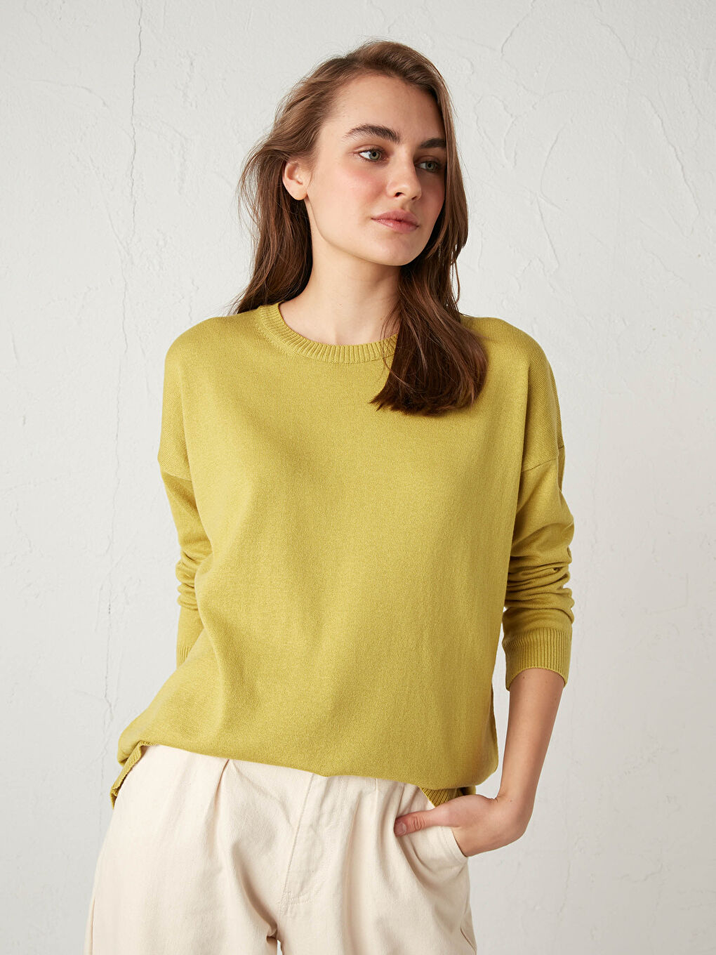 LCWAIKIKI Basic Plain Loose Fit Tricot Jumper -0WHB66Z8-FGU