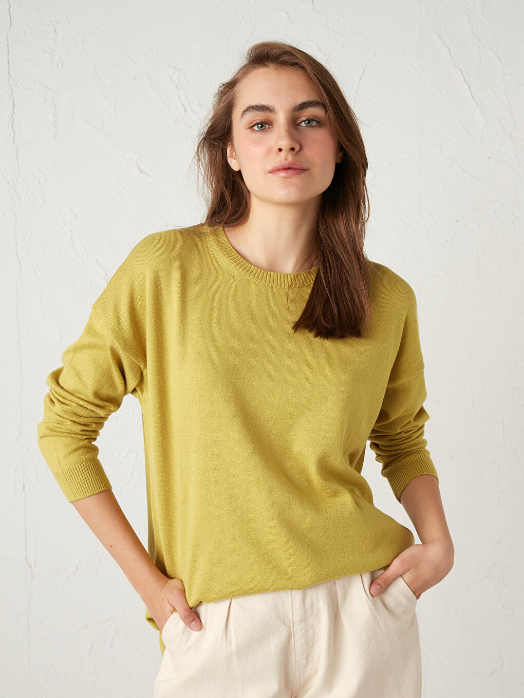 LCWAIKIKI Basic Plain Loose Fit Tricot Jumper -0WHB66Z8-FGU