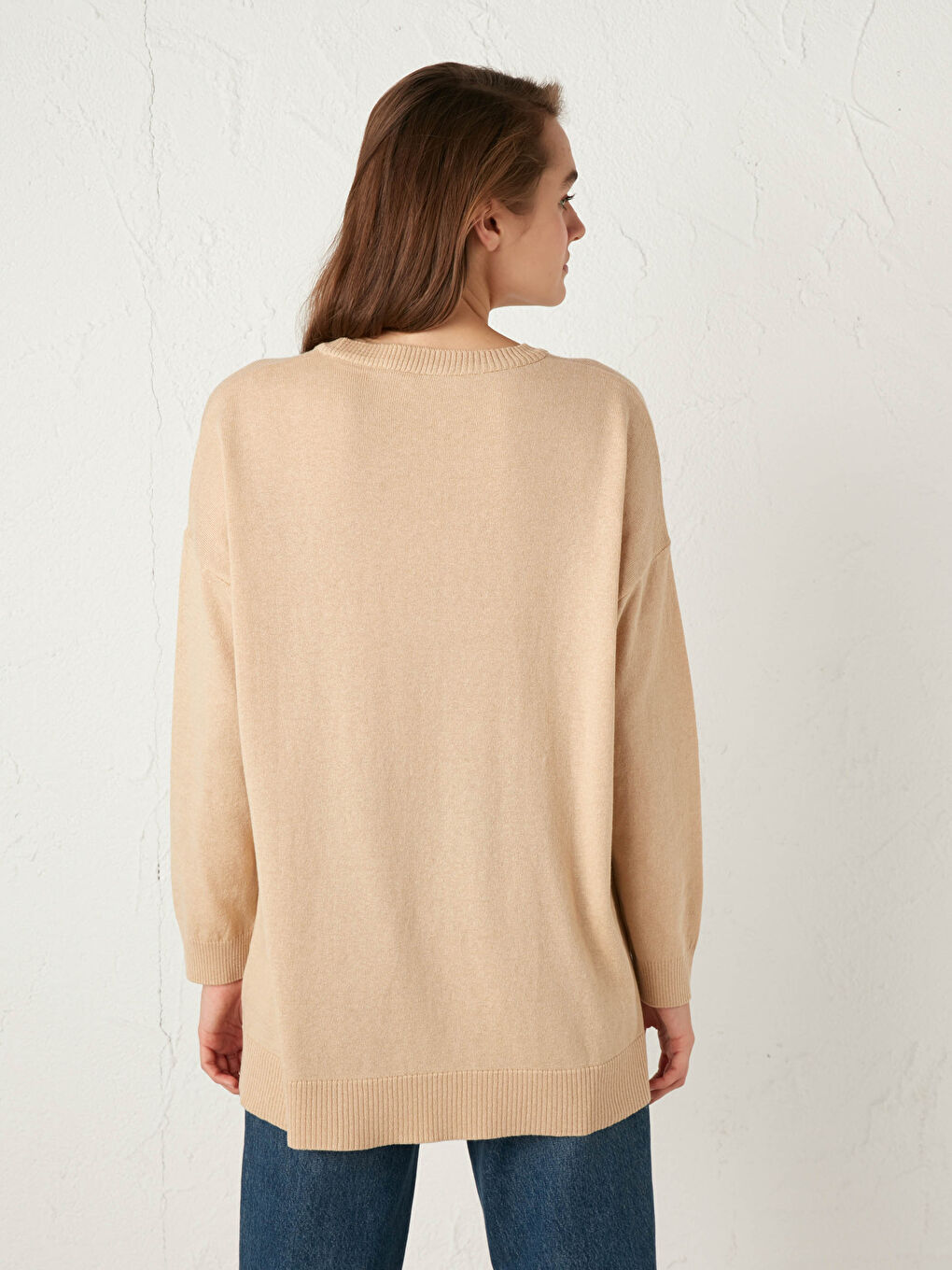 Plain Loose Fit Tricot Jumper-3