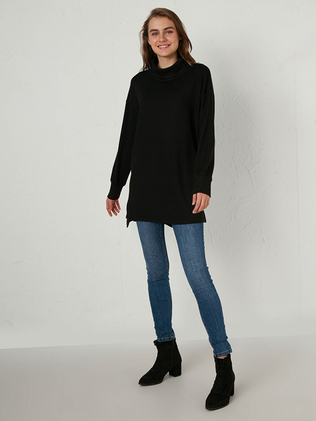 Siyah Balıkçı Yaka Salaş Tunik-3