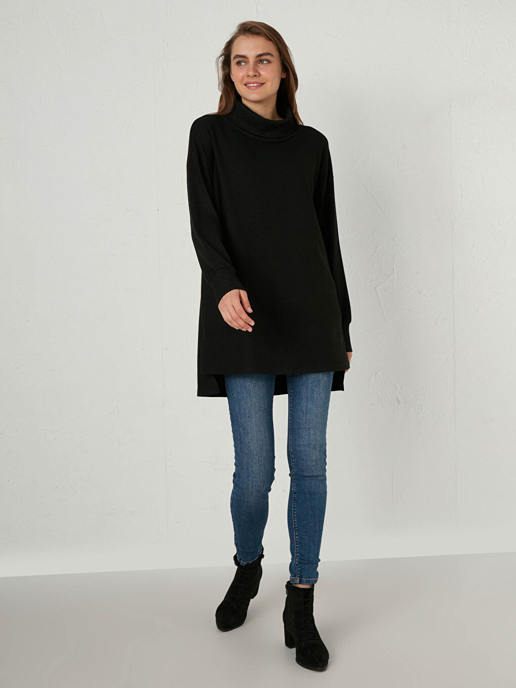 Siyah Balıkçı Yaka Salaş Tunik-4