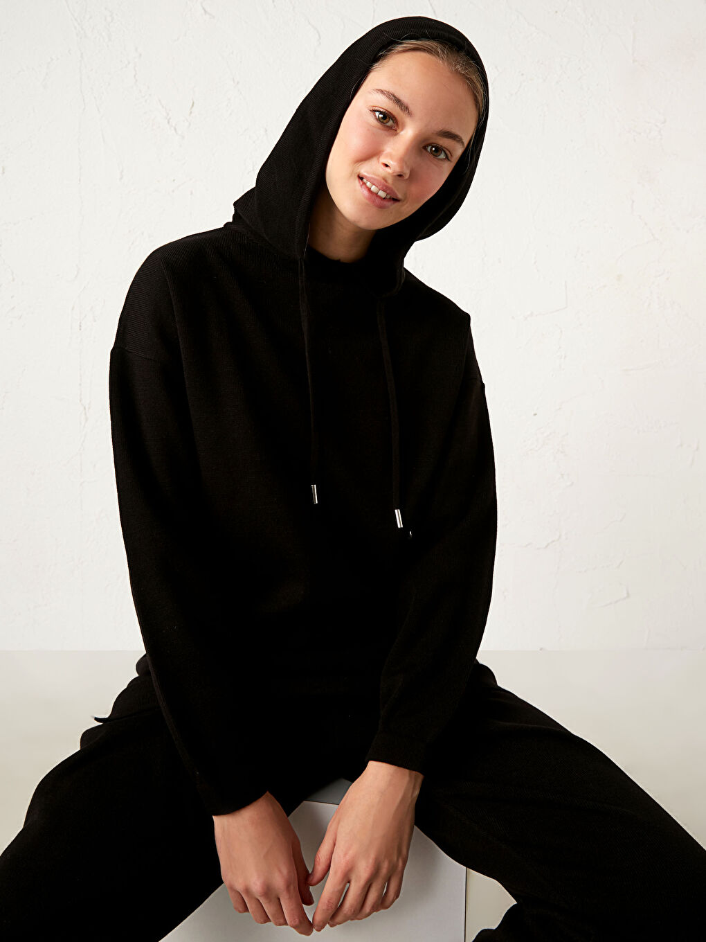 LCW Modest Tricot Tunic with Hood -0WHC58Z8-CVL