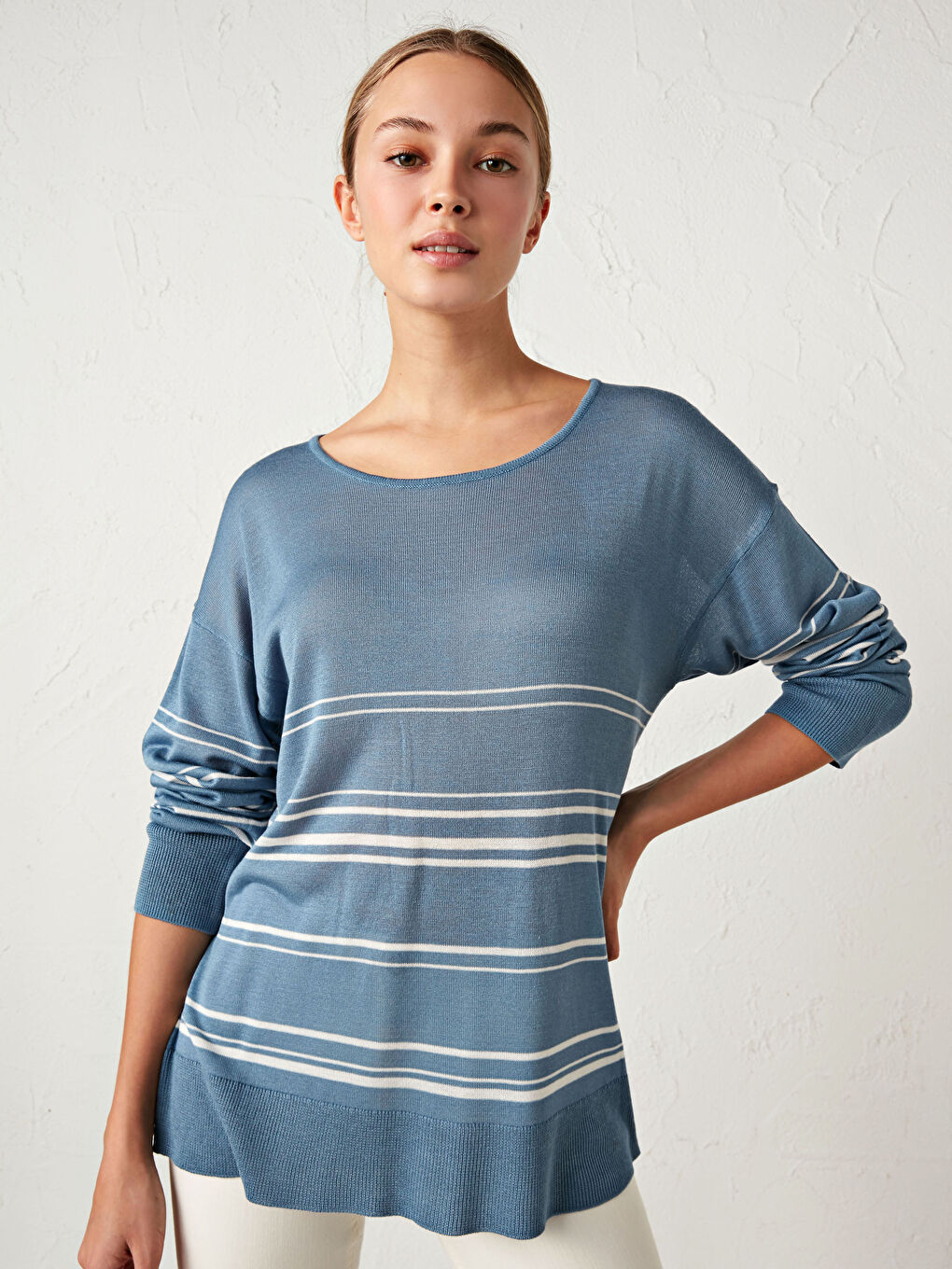 Striped Lightweight Tricot Jumper-1