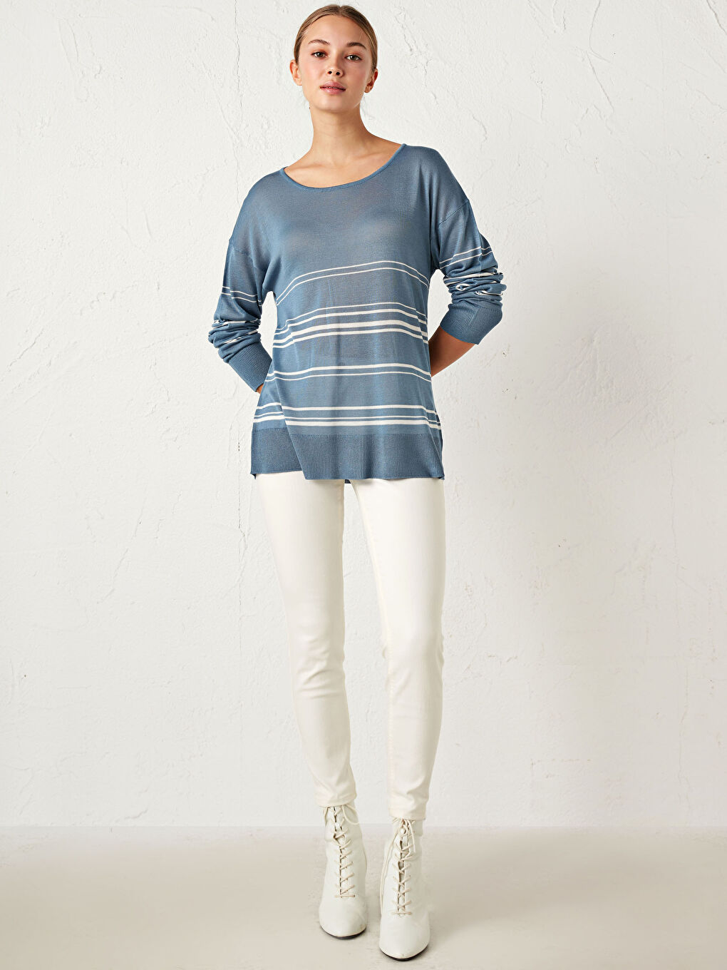 Striped Lightweight Tricot Jumper-2