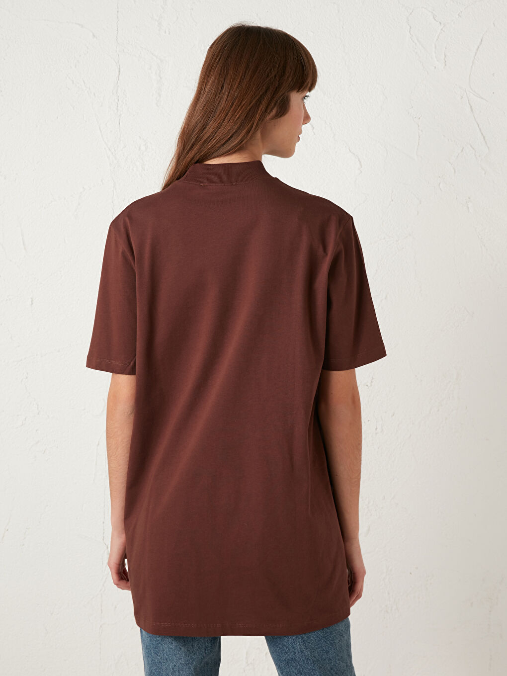 LCW Modest Stand-up Collar Short Sleeve Sweatshirt -0WHD16Z8-RFS