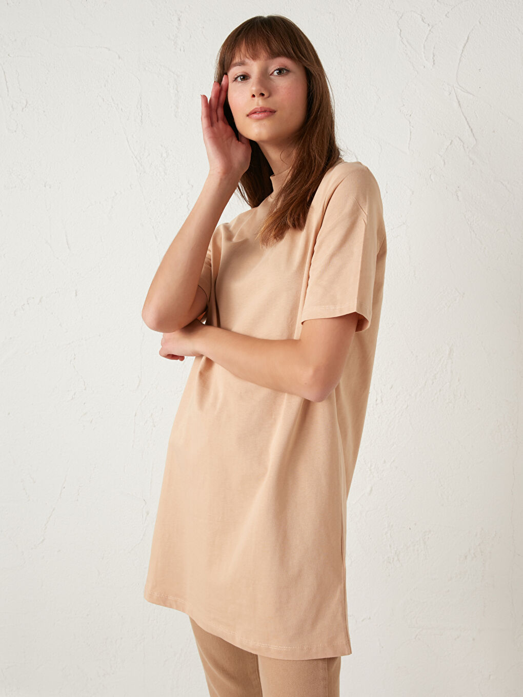 Stand-up Collar Short Sleeve Sweatshirt-1