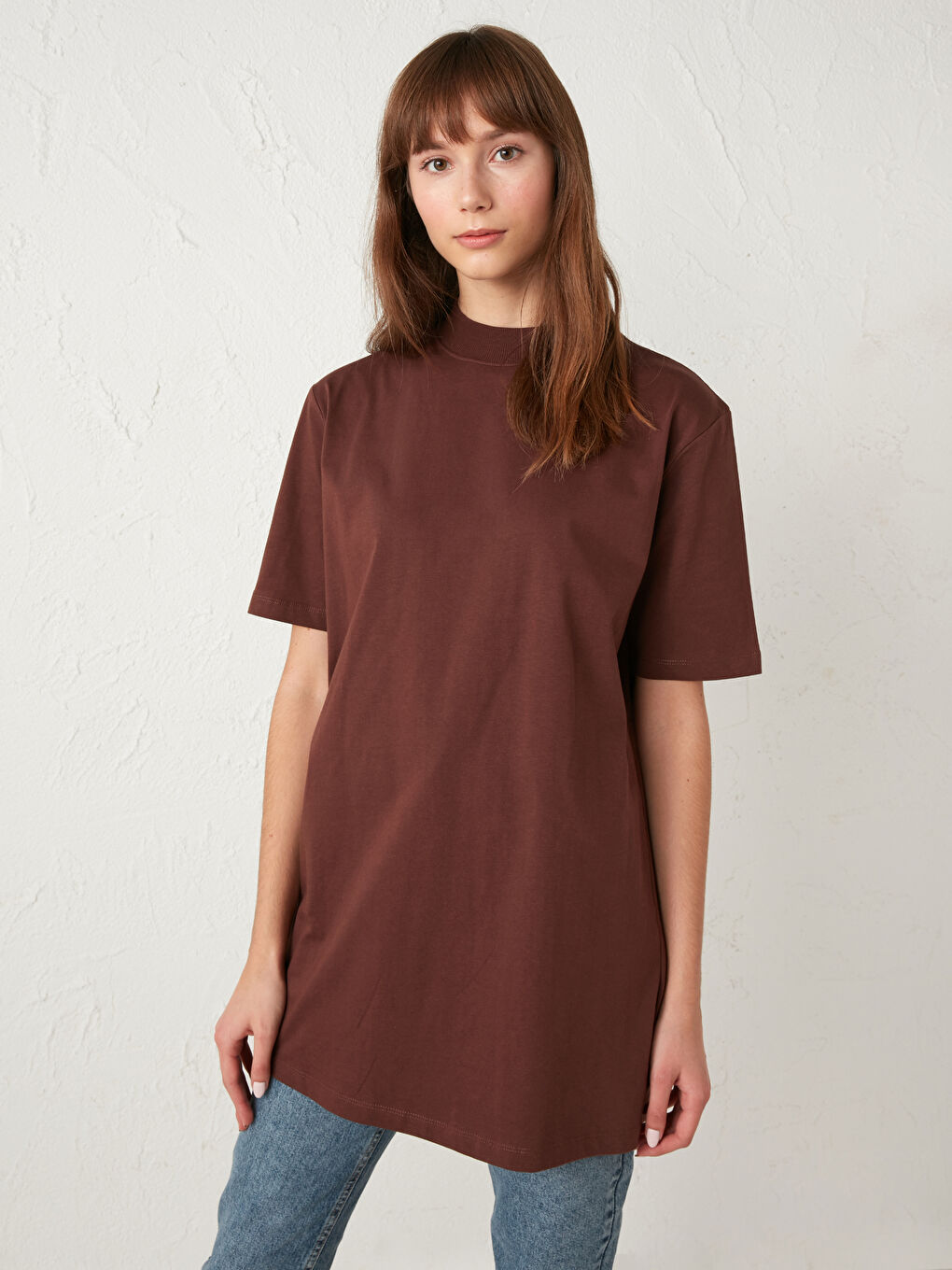 LCW Modest Stand-up Collar Short Sleeve Sweatshirt -0WHD16Z8-RFS
