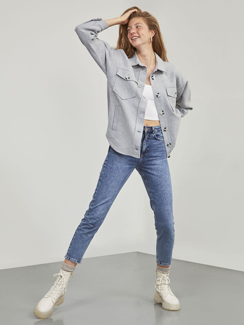 Sacou Cămașă din Lână-5