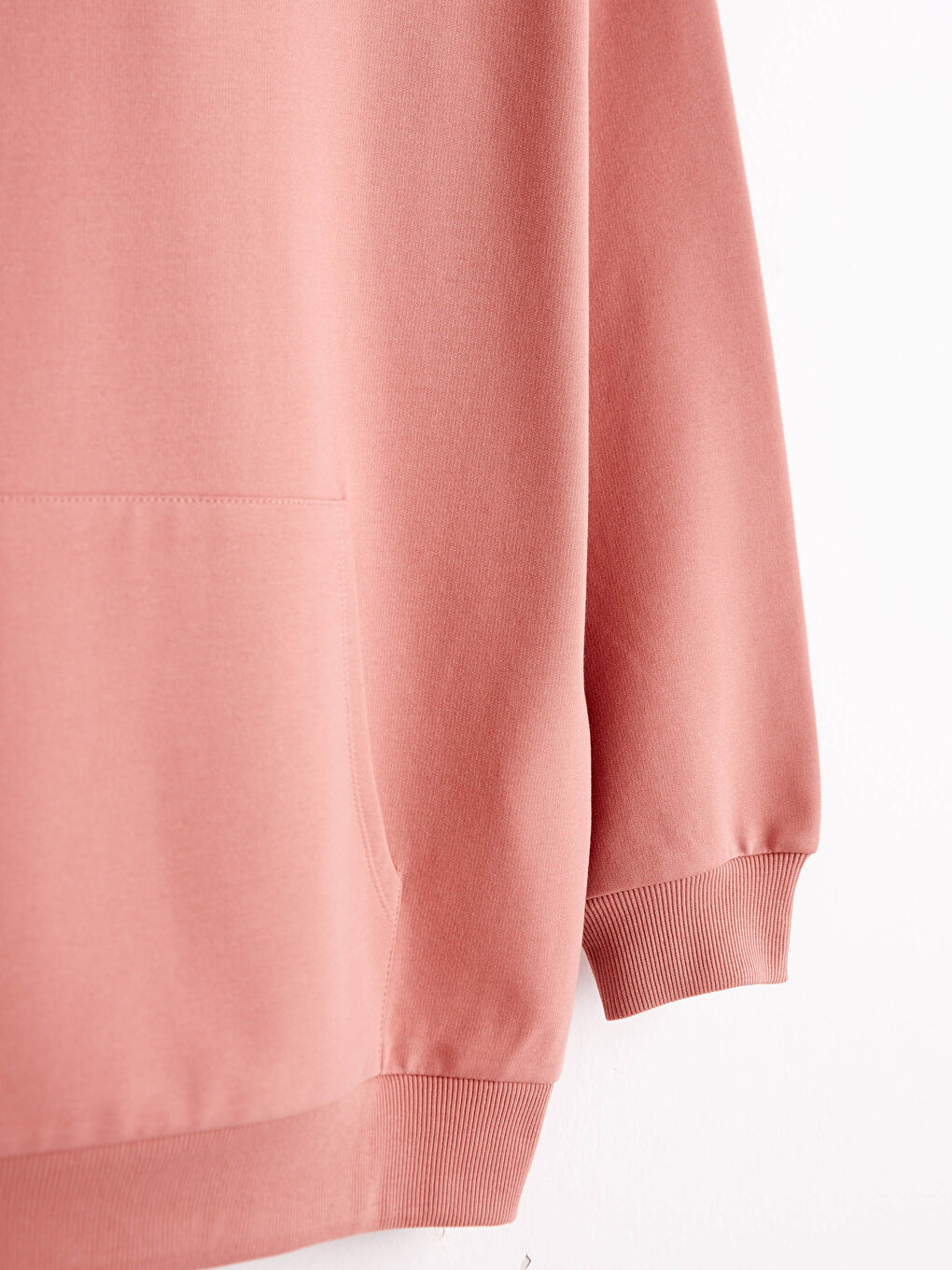 Pembe Kapüşonlu Basic Sweatshirt-7