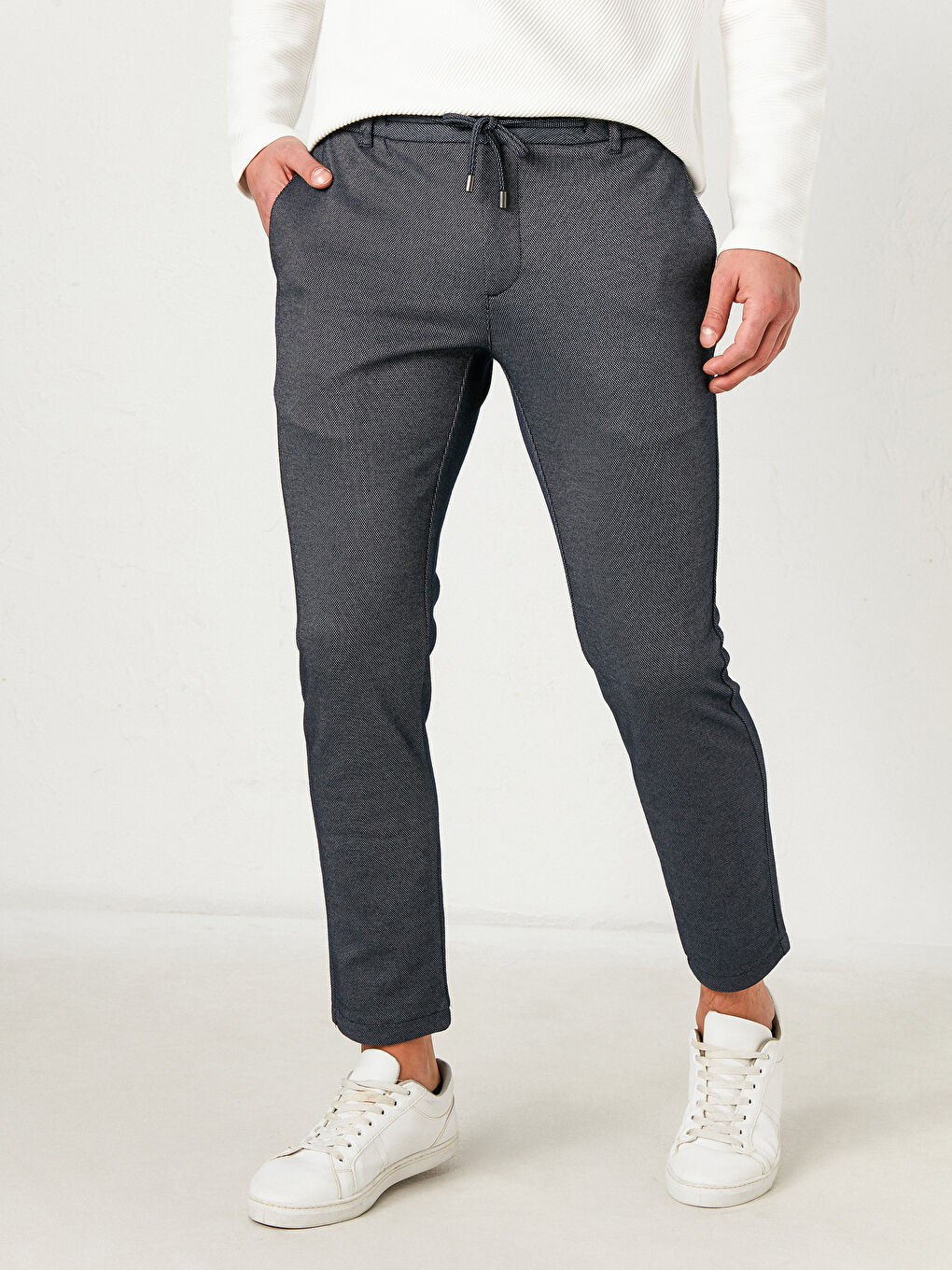 Lacivert Slim Fit Jogger Pantolon-1