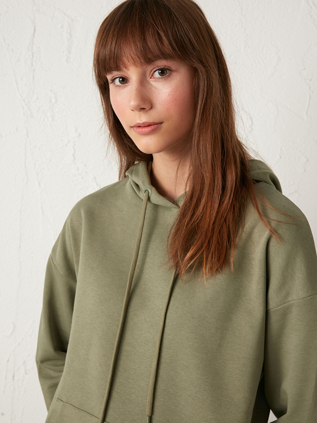 Hooded Plain Women's Thick Sweatshirt Tunic-2