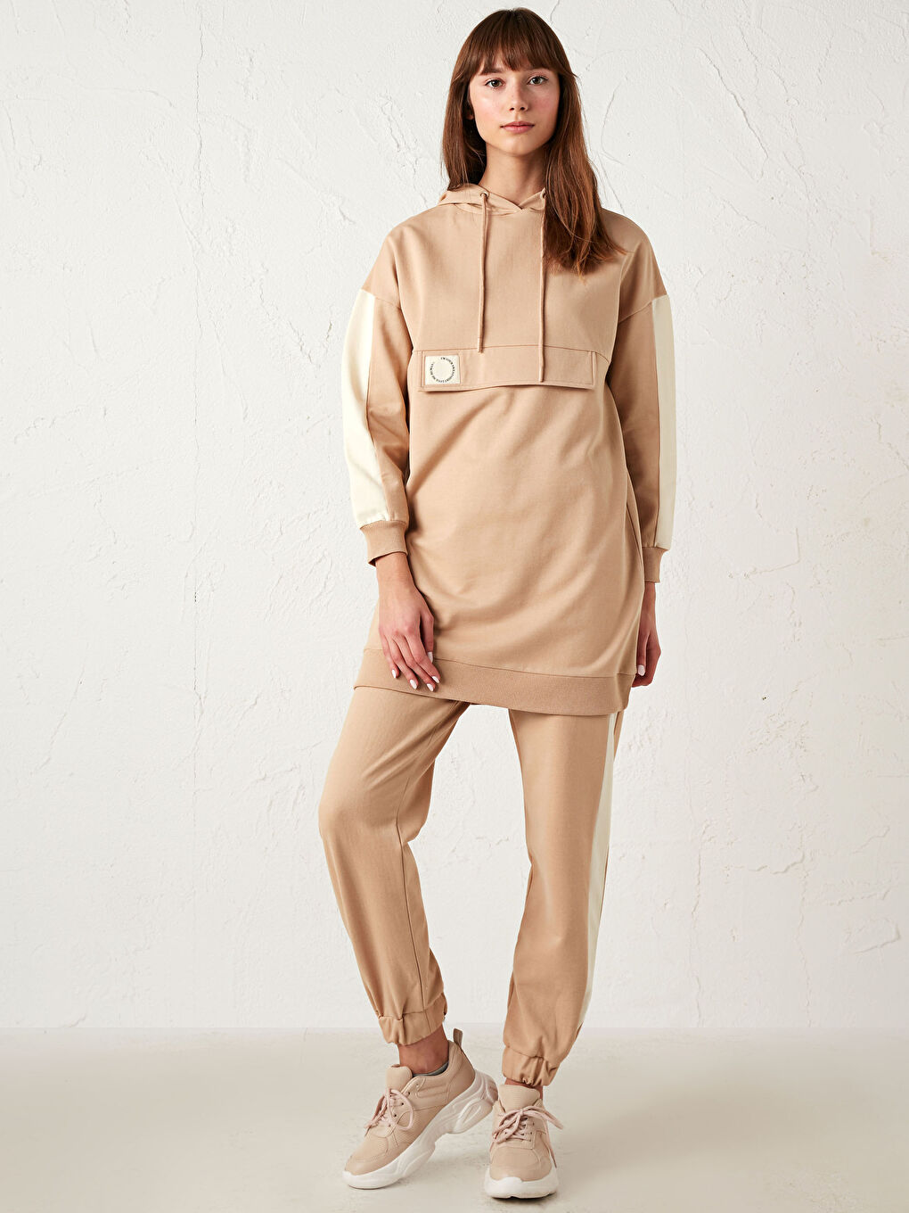 Color Block Hooded Oversized Women's Sweatshirt Tunic-3