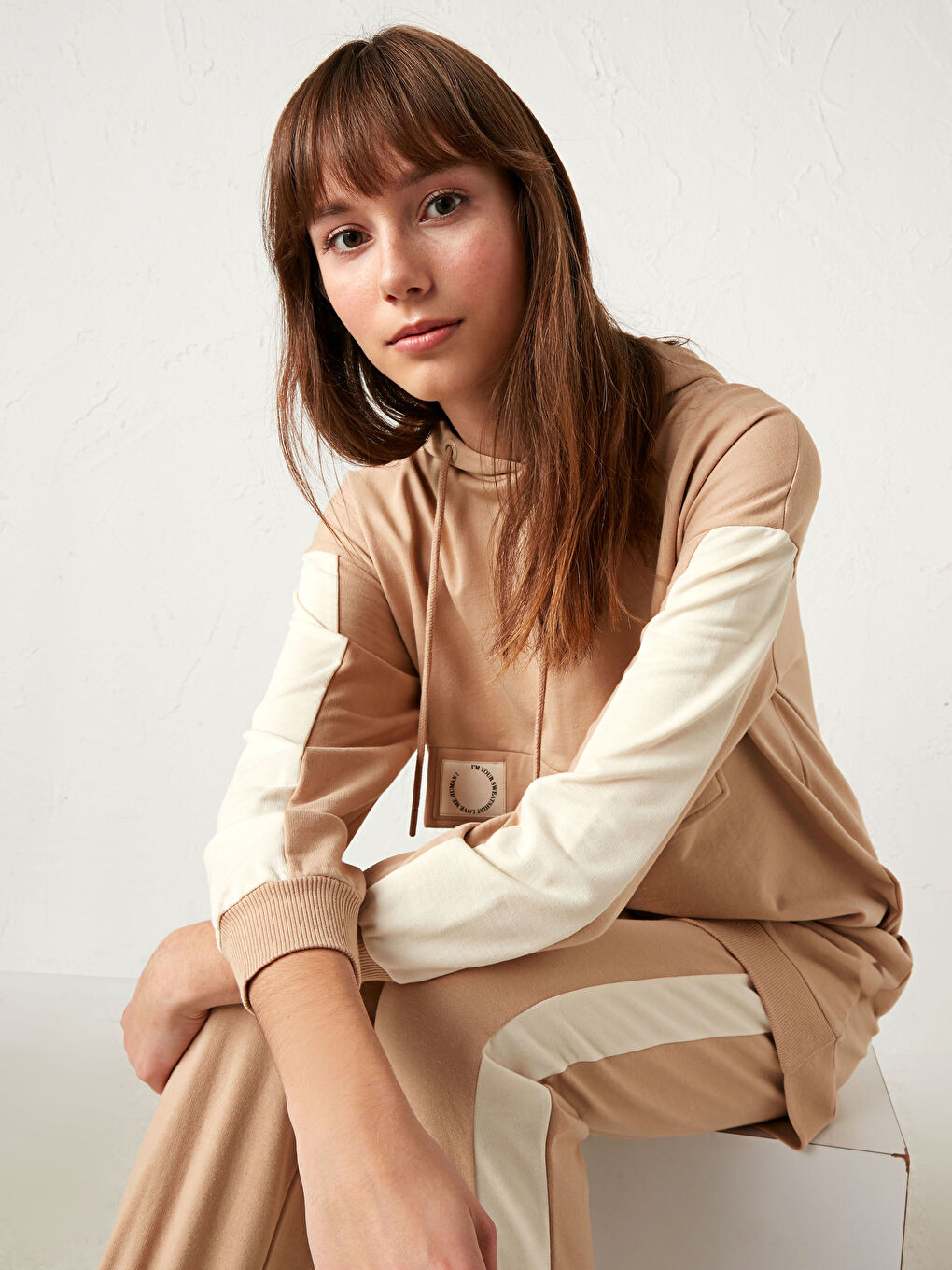 Color Block Hooded Oversized Women's Sweatshirt Tunic-2