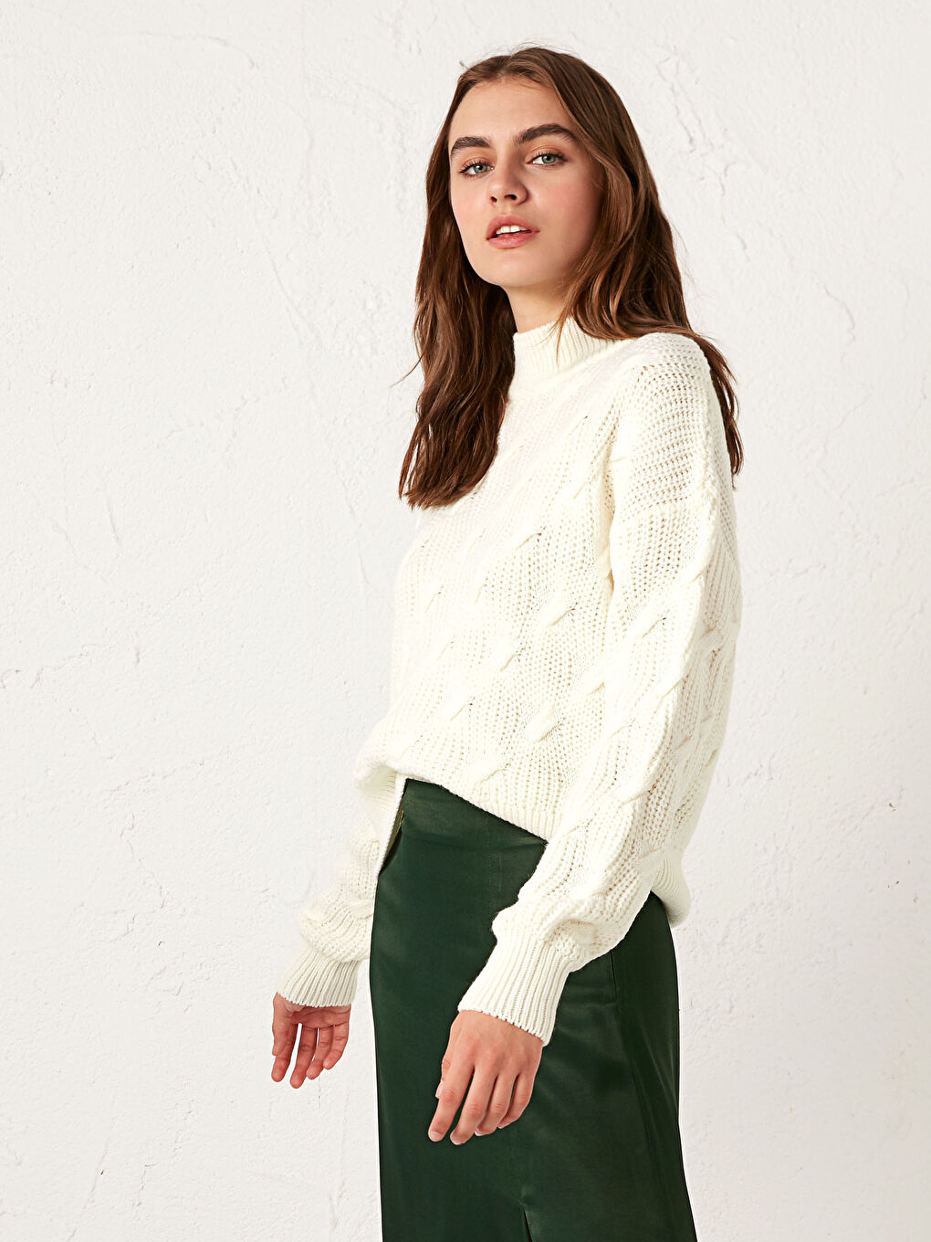 Halber Rollkragen Strickpullover-1