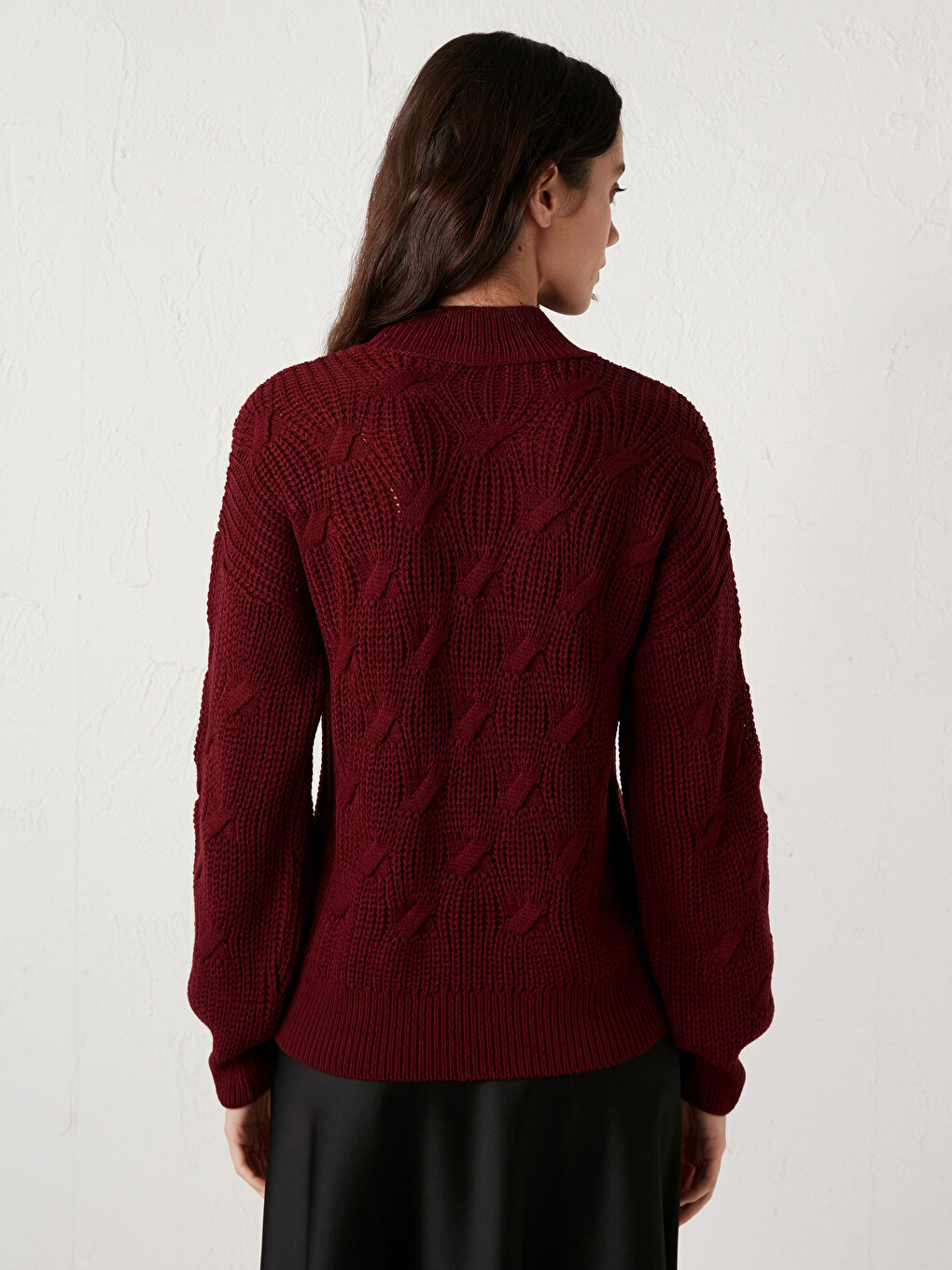 Kırmızı Yarım Balıkçı Yaka Triko Kazak-2