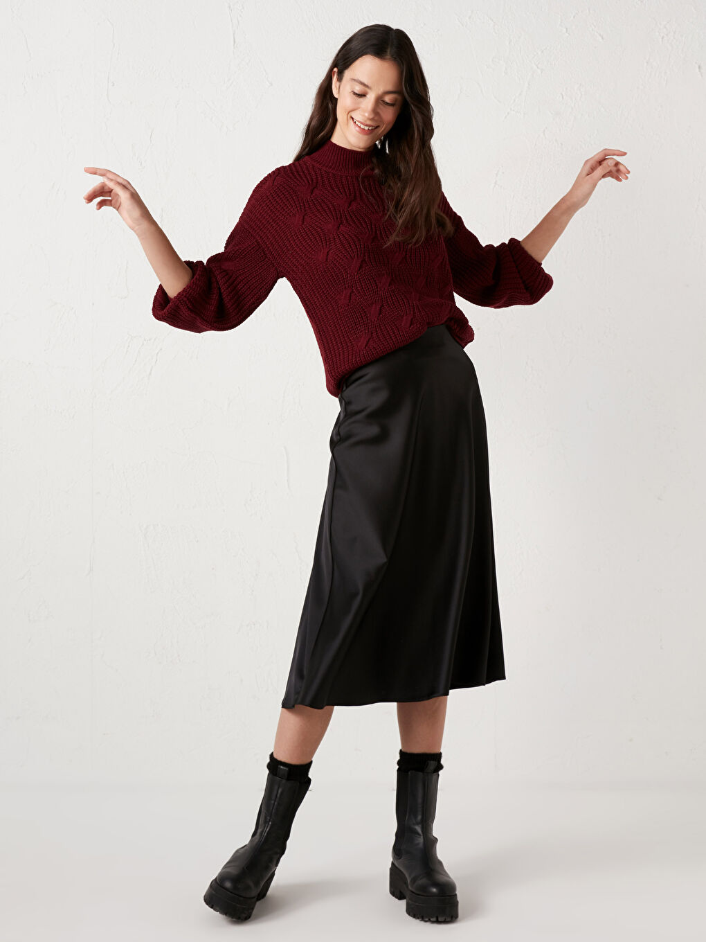 Kırmızı Yarım Balıkçı Yaka Triko Kazak-4