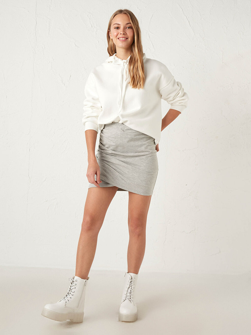 Textured Fabric Pleated Skirt