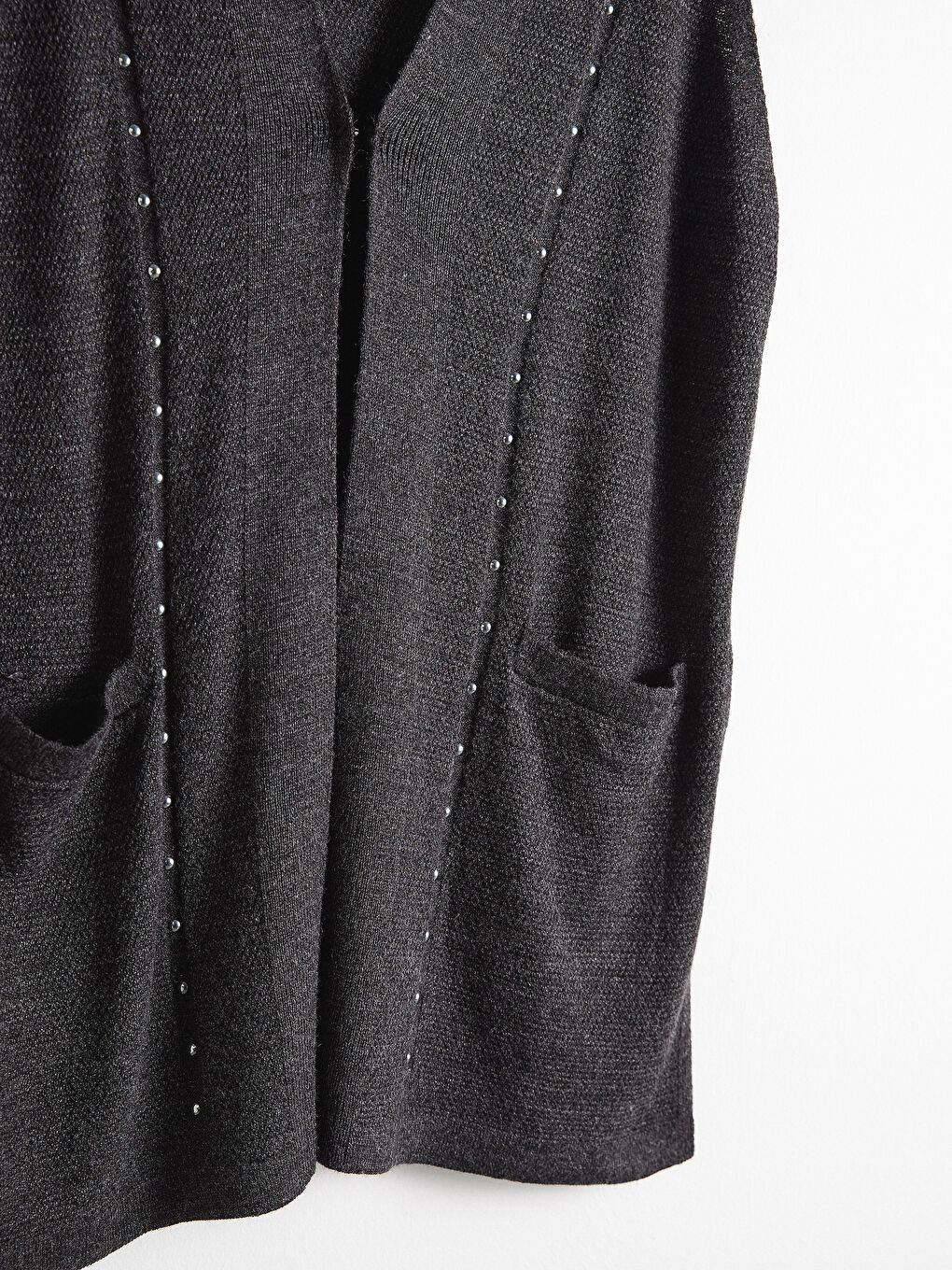 Antrasit Aplike Detaylı Triko Yelek-8