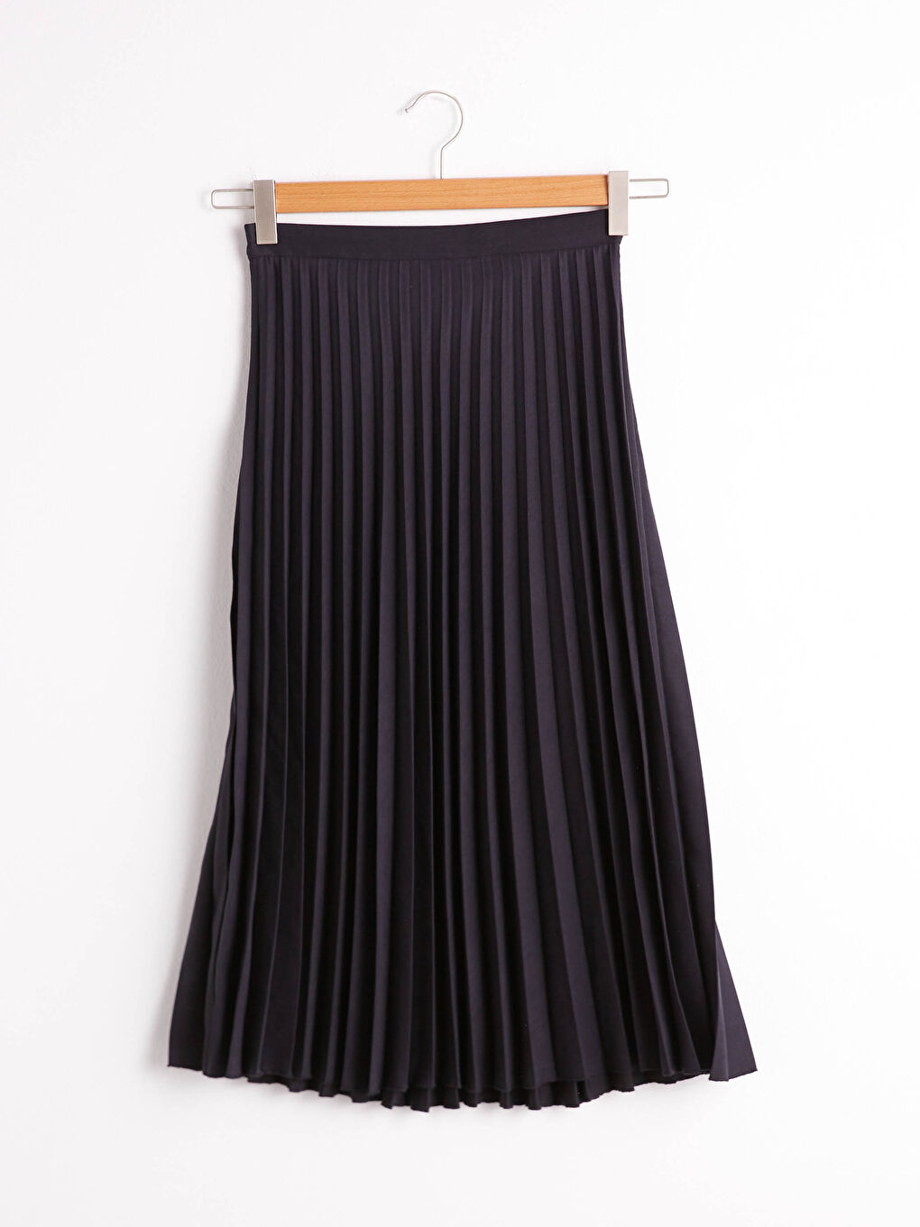 Siyah Süet Görünümlü Pileli Uzun Etek-3