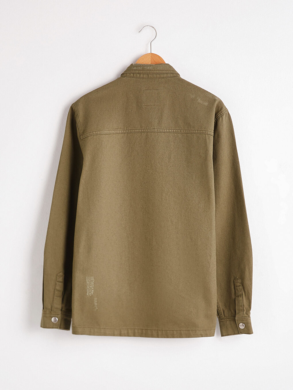 Haki Standart Kalıp Jean Ceket-6