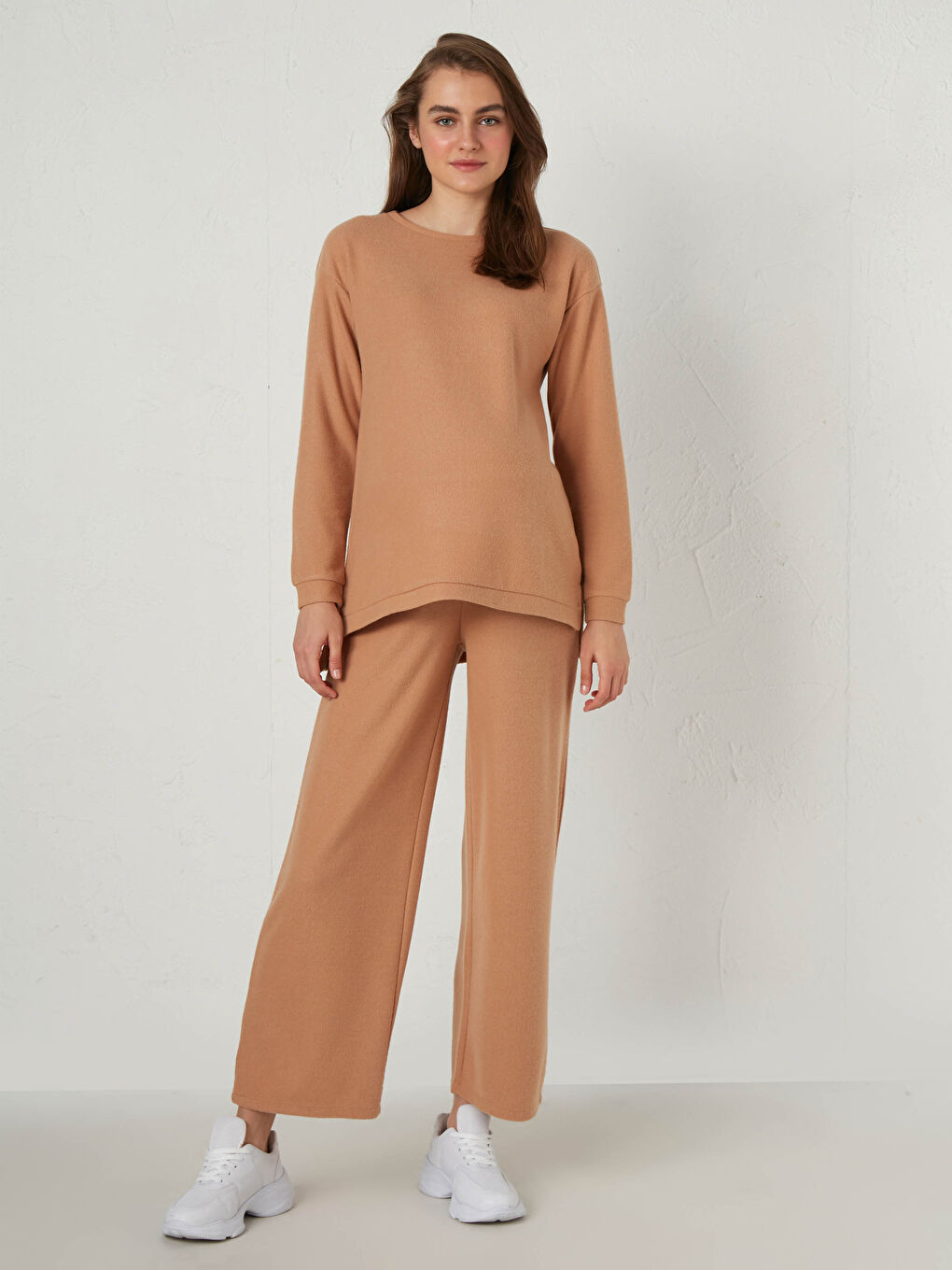 Kahverengi Düz Viskon Hamile Tunik-3