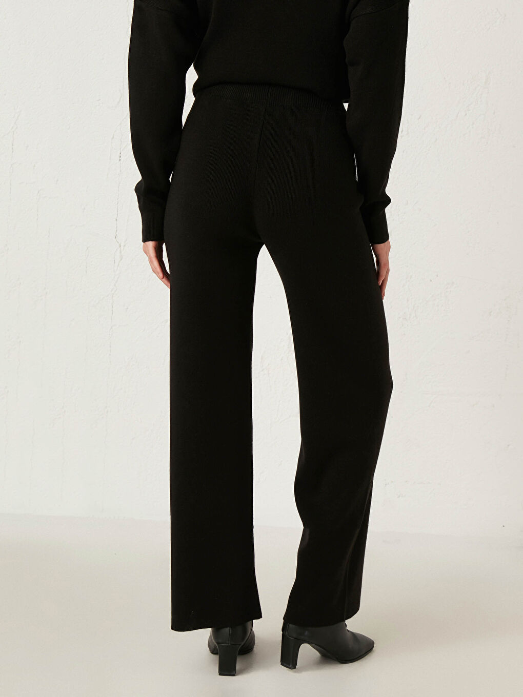 Elastic Waist Tricot Palazzo Pants-5