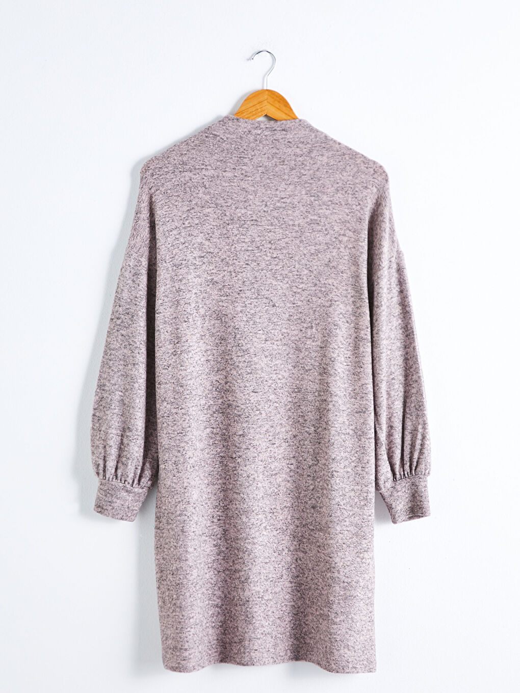 Bej Yarım Balıkçı Yaka Düz Elbise-7