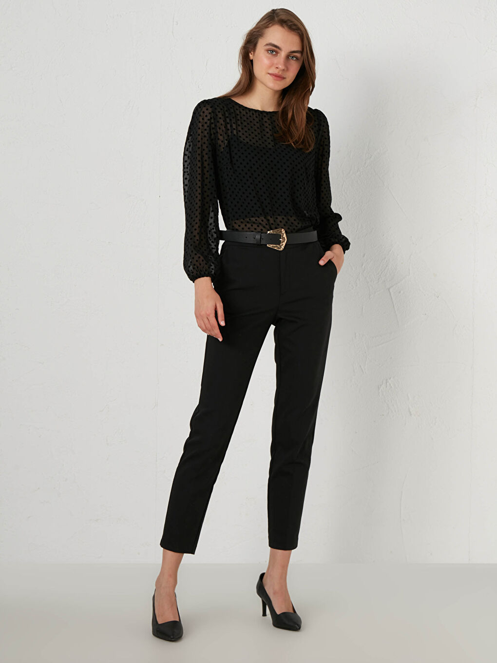 Polka Dot Chiffon Blouse-2