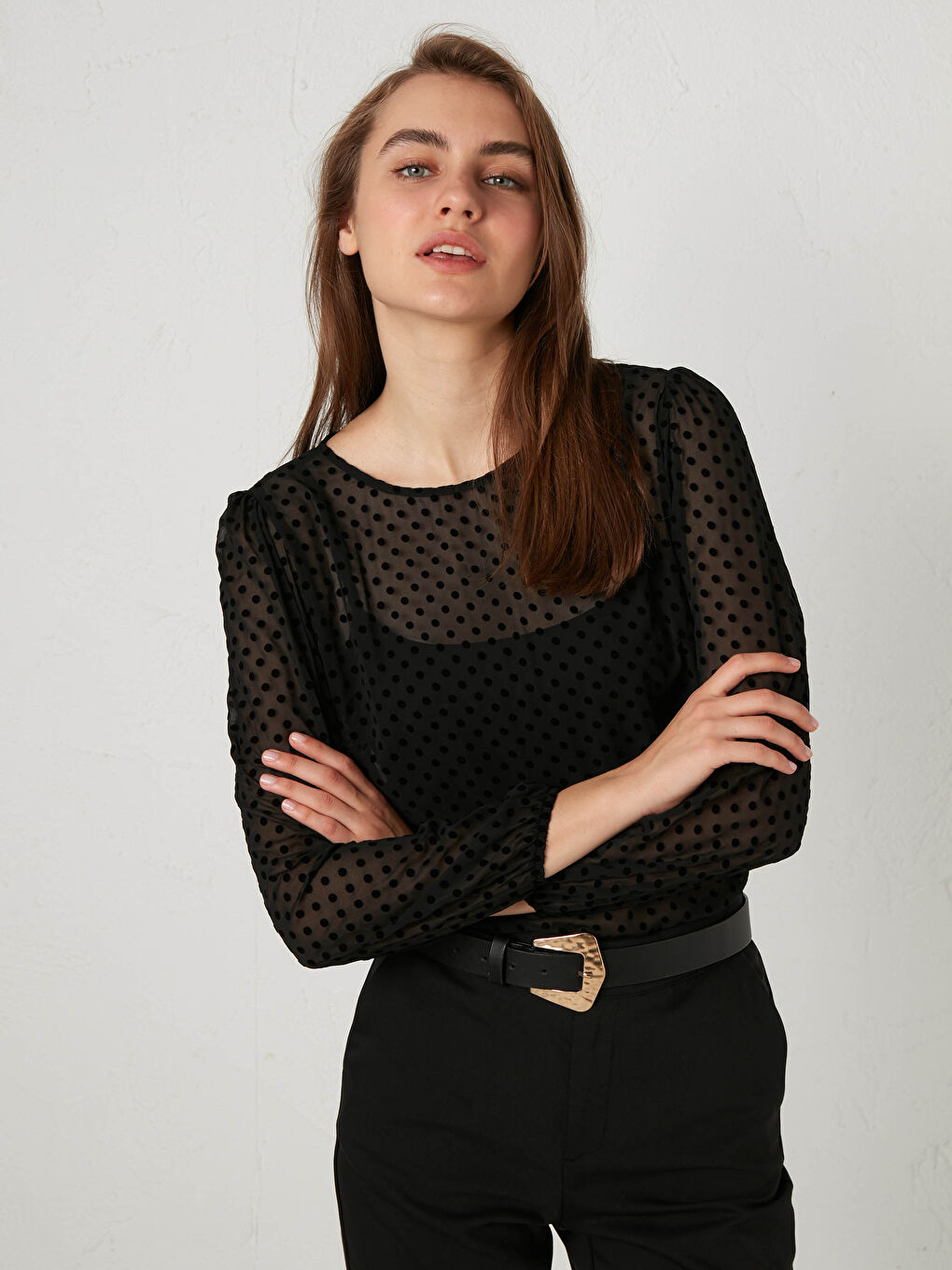 Polka Dot Chiffon Blouse