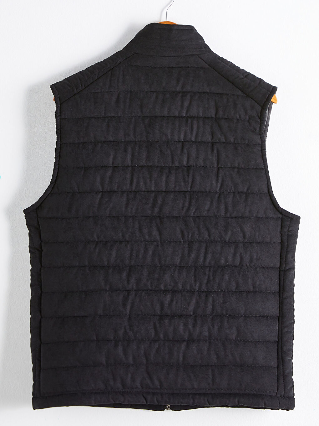 Siyah Slim Fit Dik Yaka Kalın Süet Yelek-8