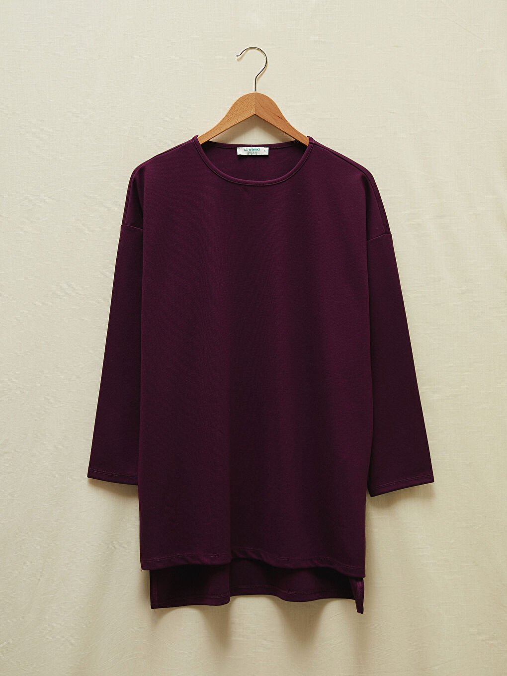 Mor Bisiklet Yaka Düz Salaş Tunik-5