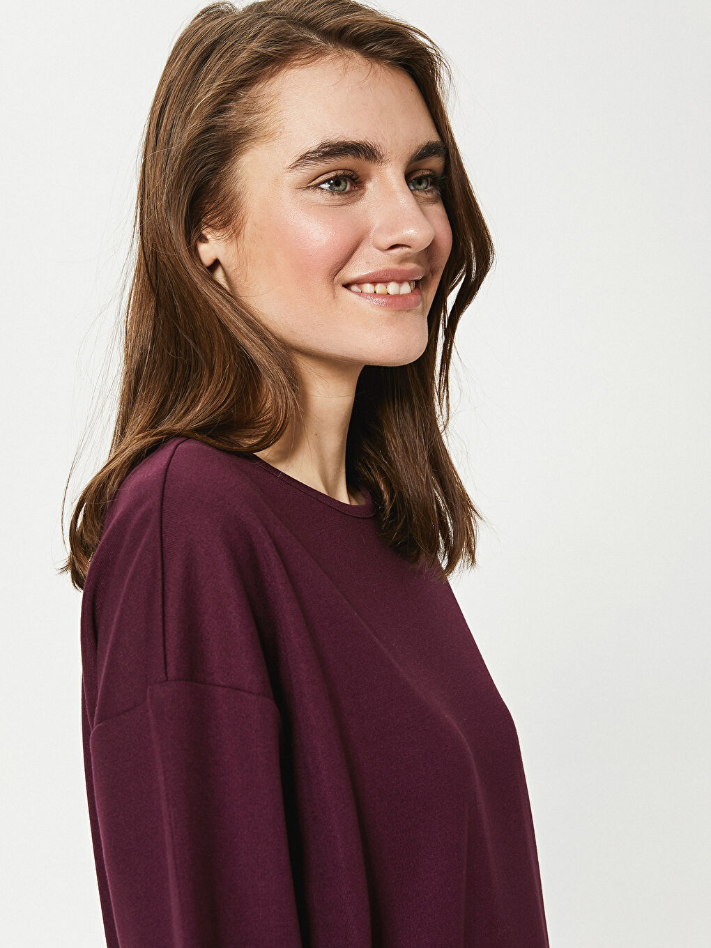 Mor Bisiklet Yaka Düz Salaş Tunik-1