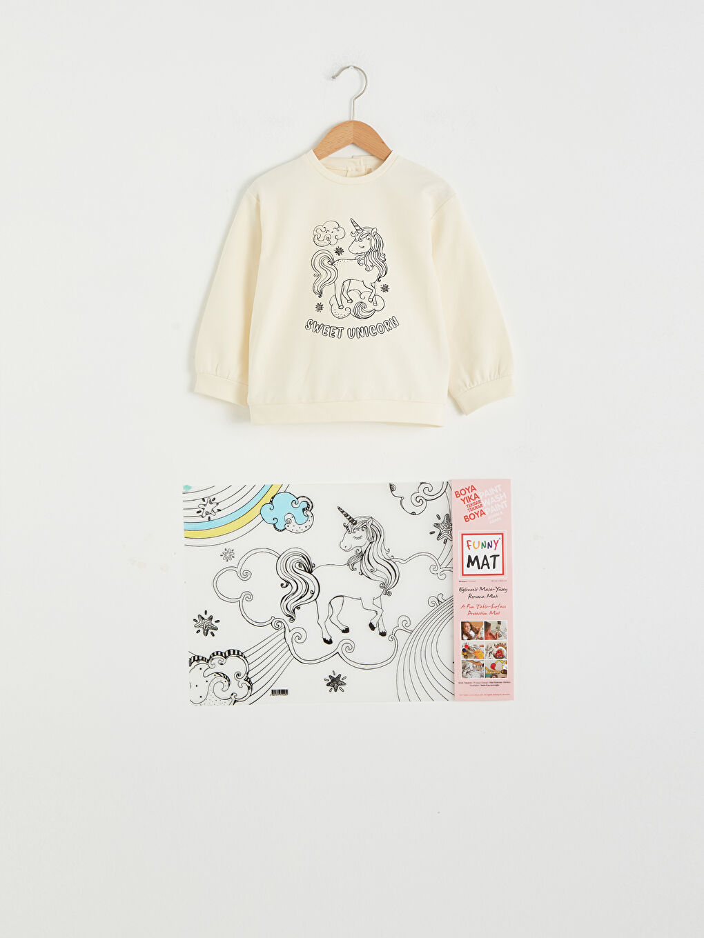 Ekru Kız Bebek Funny Mat ve Kalem Hediyeli Sweatshirt-2