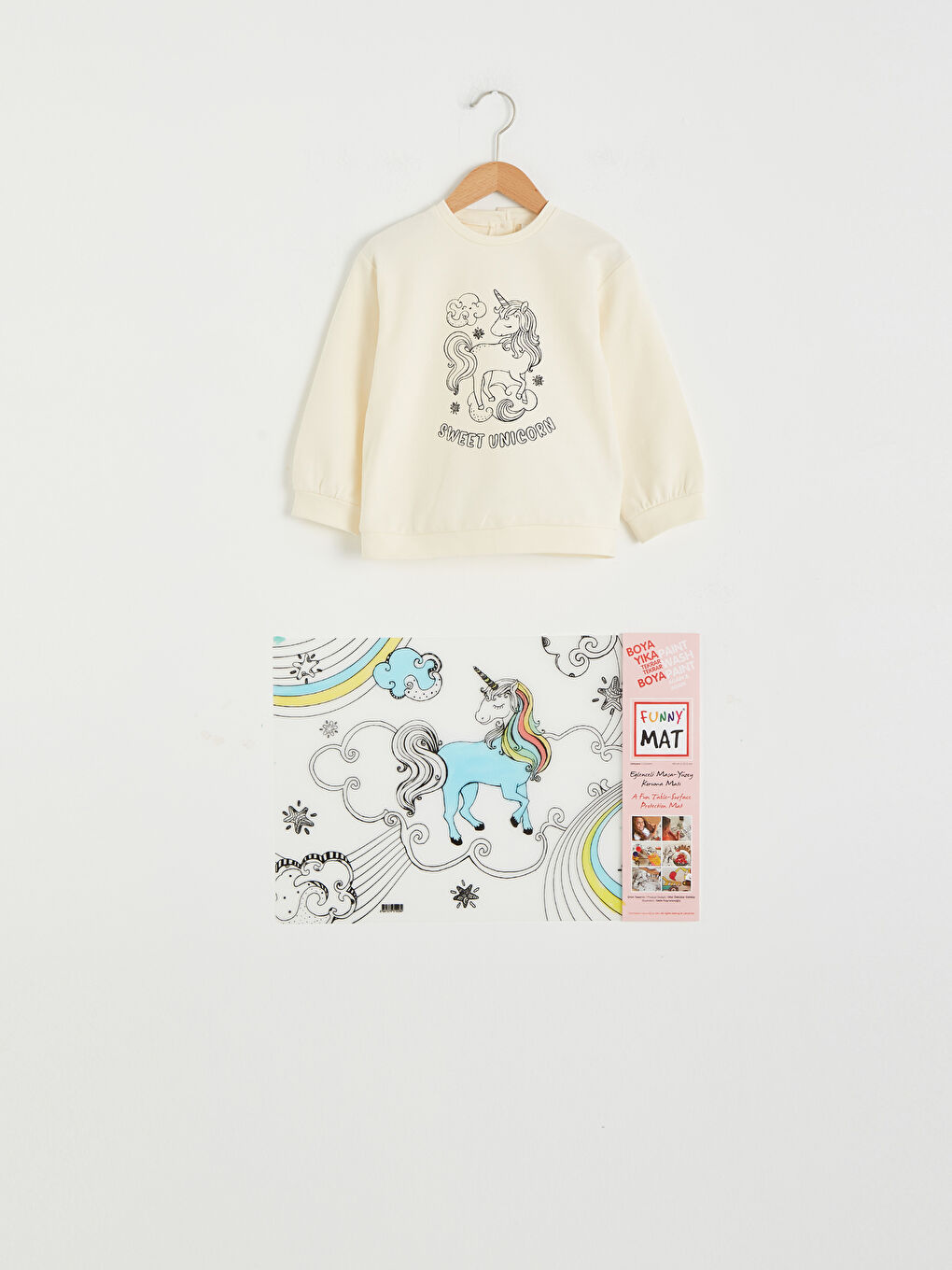 Ekru Kız Bebek Funny Mat ve Kalem Hediyeli Sweatshirt-4