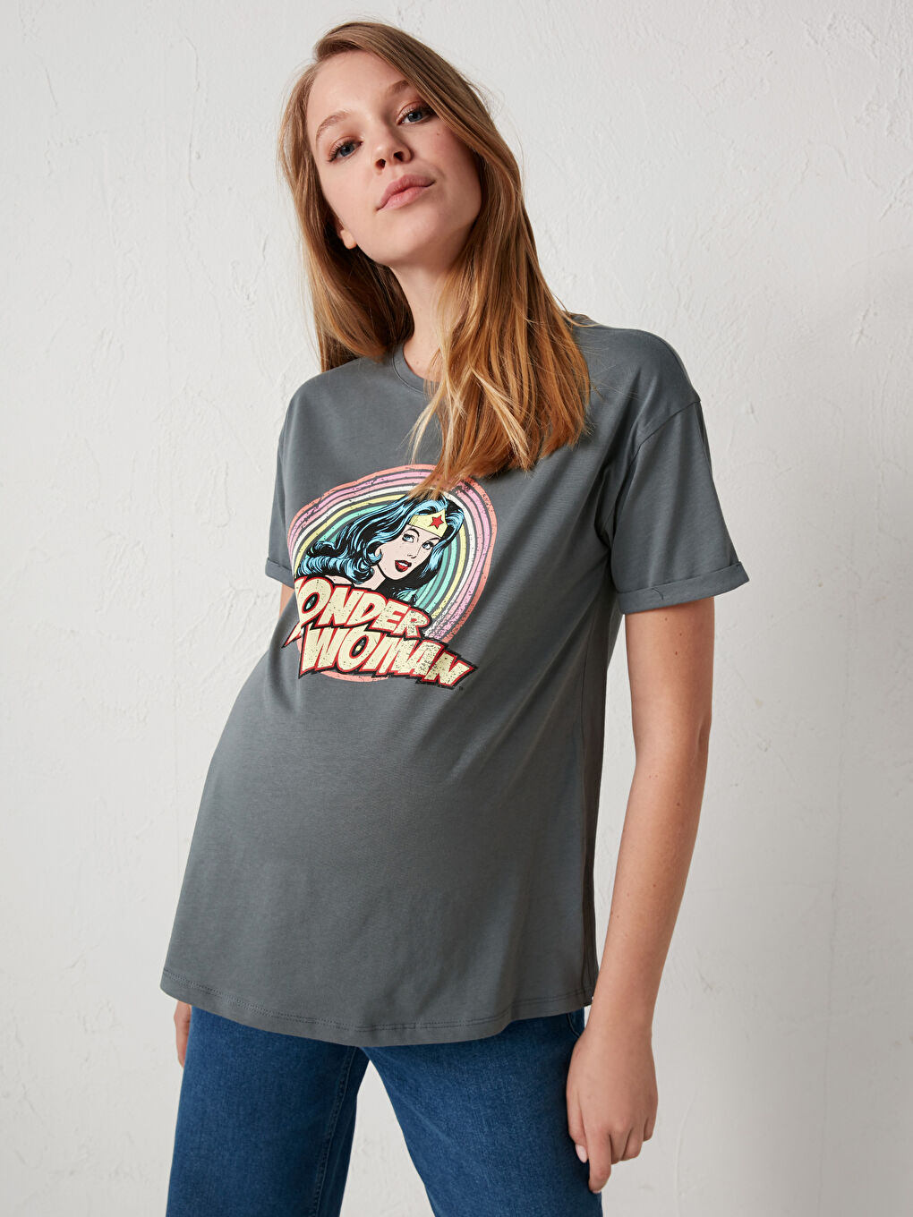 Wonder Woman Printed Maternity Cotton T-Shirt-1
