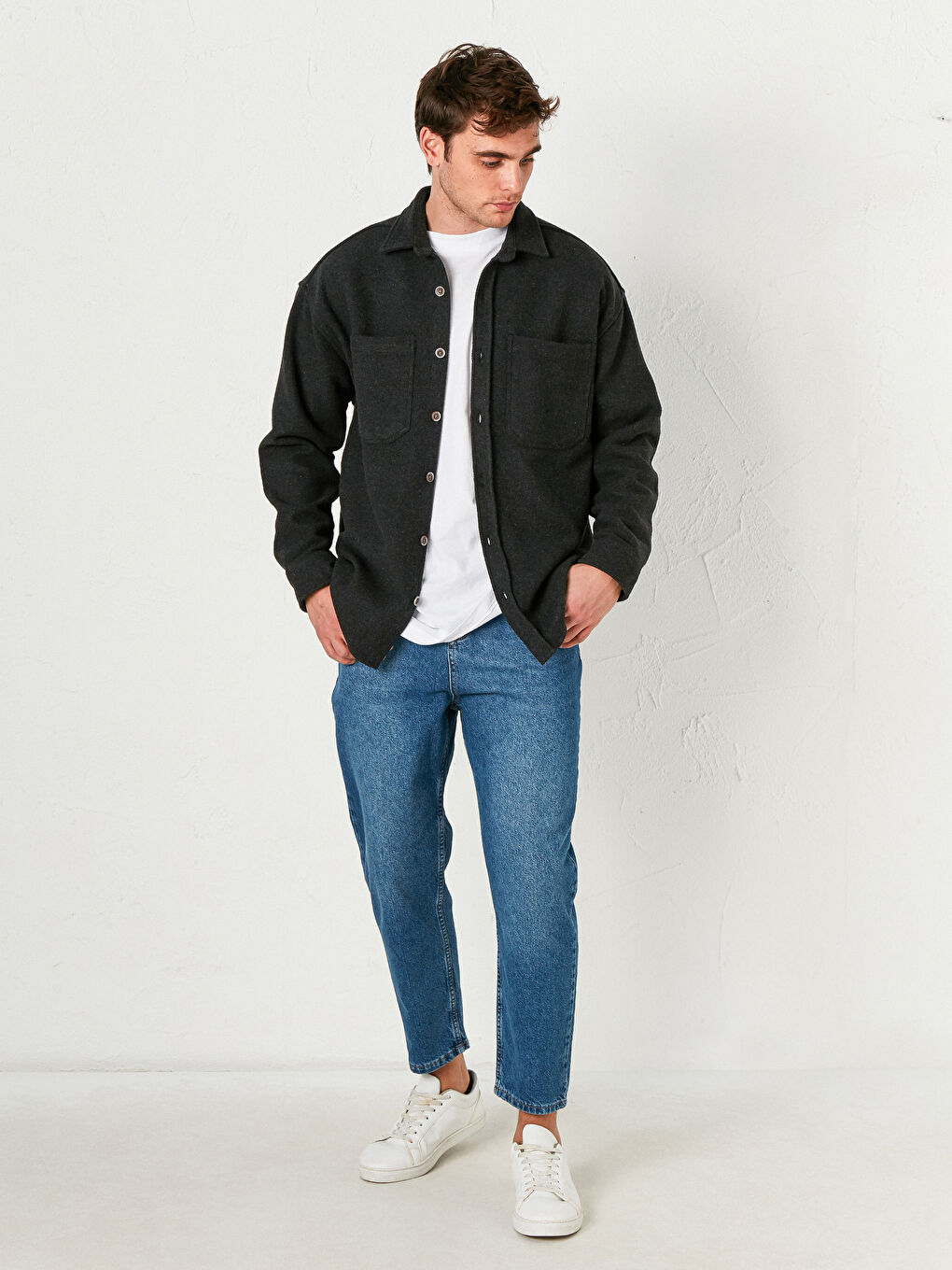 Cămașă Supradimensionată Groasă din Flanelă-1