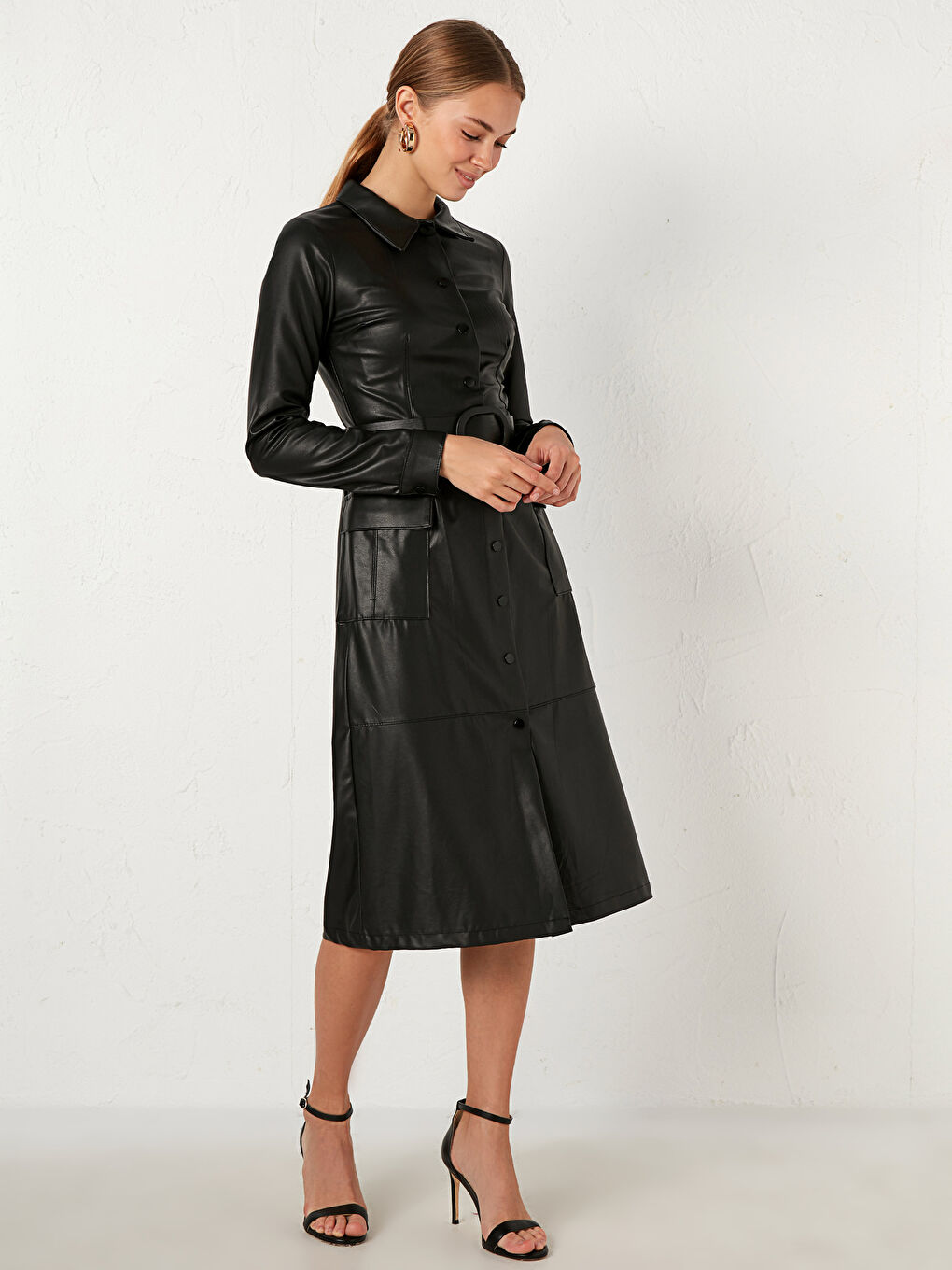 Robe Chemise Effet Cuir-1