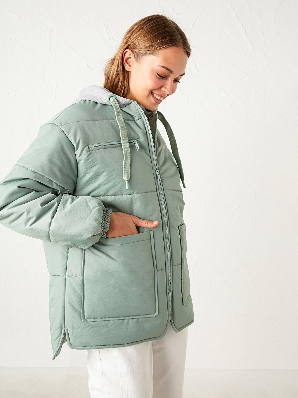 Women's Down Jacket With Hooded Long Sleeve-1
