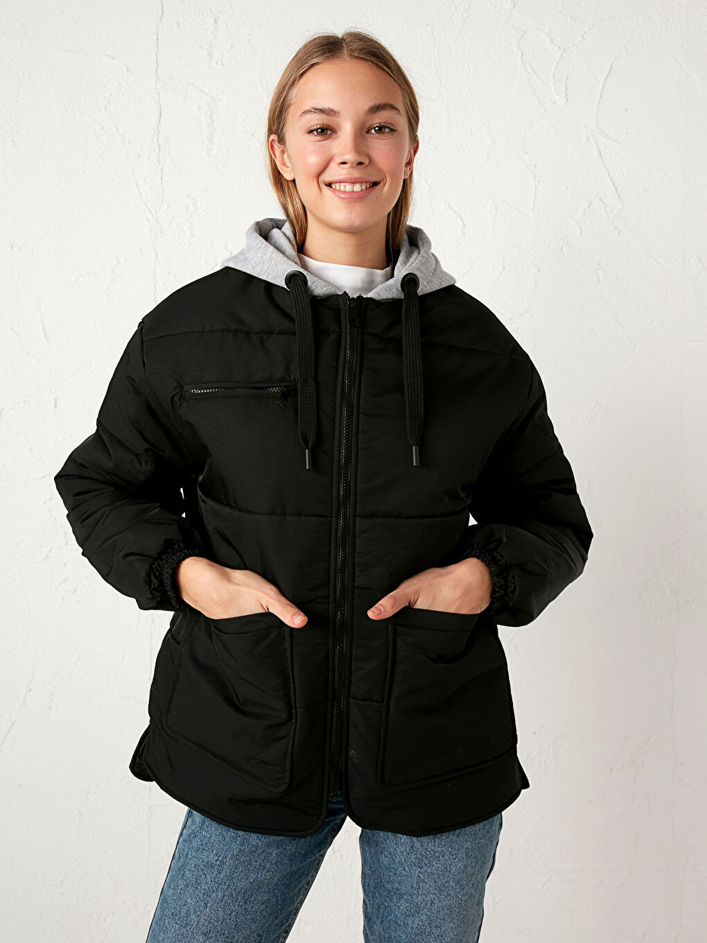 LCW Vision Damen-Daunenjacke mit Kapuze und langen Ärmeln -0WHL07Z8-CVL