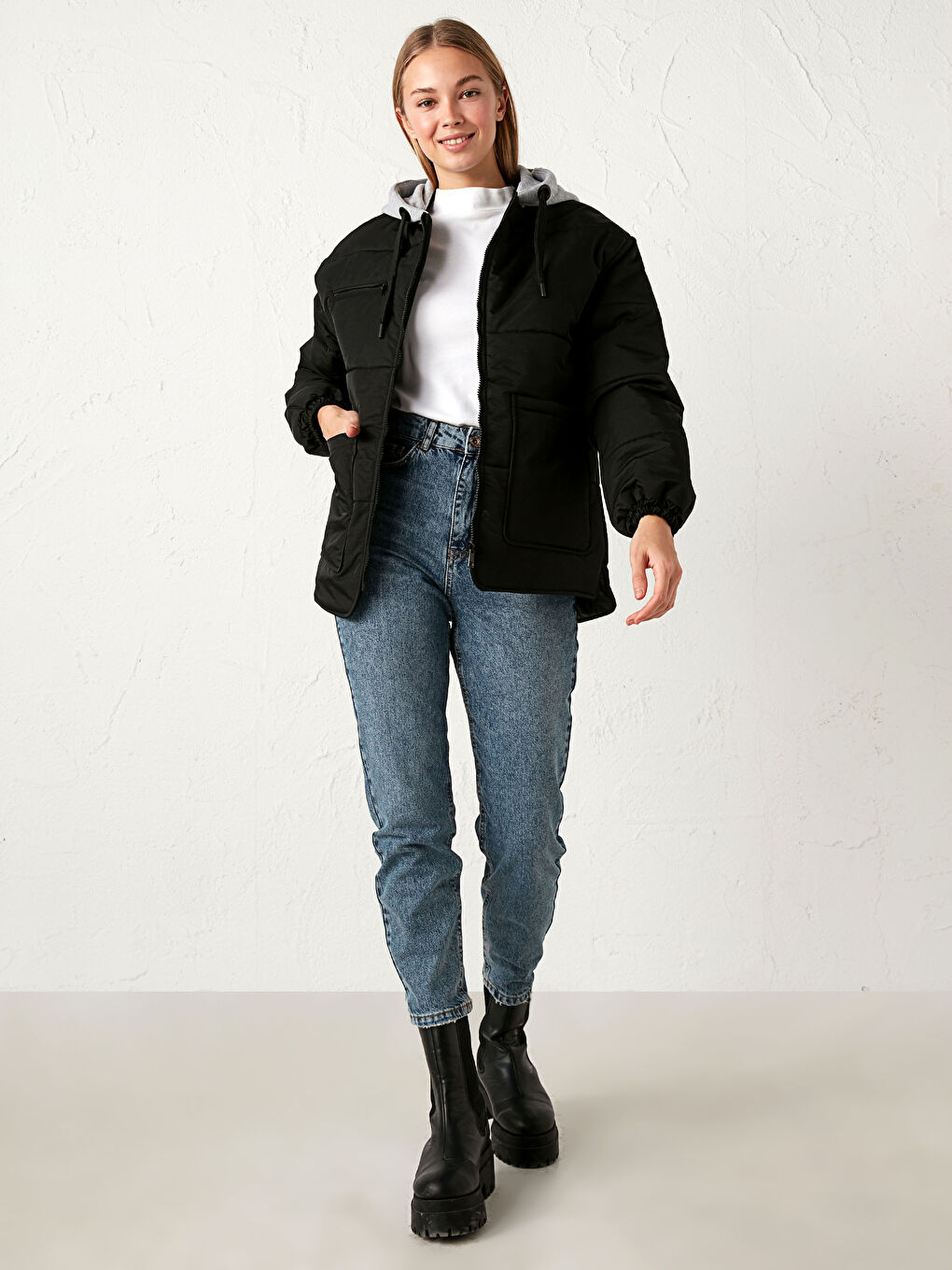 LCW Vision Damen-Daunenjacke mit Kapuze und langen Ärmeln -0WHL07Z8-CVL
